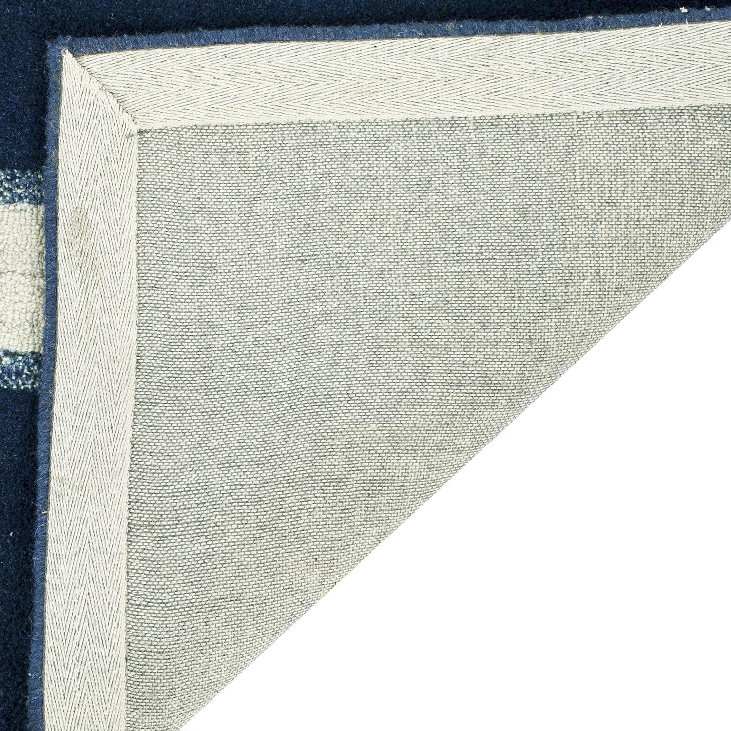imageMartha Stewart x SAFAVIEH Area Rug Collection 8 x 10 Buckwheat Flour Beige Handmade Wool amp Viscose Ideal for Living Room Bedroom Office Dining Space MSR3617AWrought IronNavy