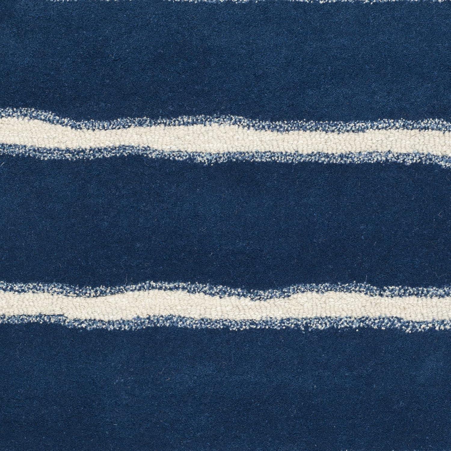 imageMartha Stewart x SAFAVIEH Area Rug Collection 8 x 10 Buckwheat Flour Beige Handmade Wool amp Viscose Ideal for Living Room Bedroom Office Dining Space MSR3617AWrought IronNavy