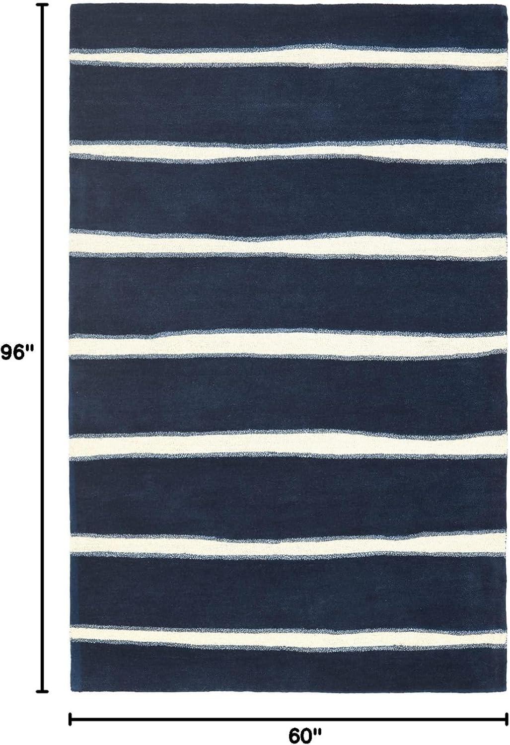imageMartha Stewart x SAFAVIEH Area Rug Collection 8 x 10 Buckwheat Flour Beige Handmade Wool amp Viscose Ideal for Living Room Bedroom Office Dining Space MSR3617AWrought IronNavy