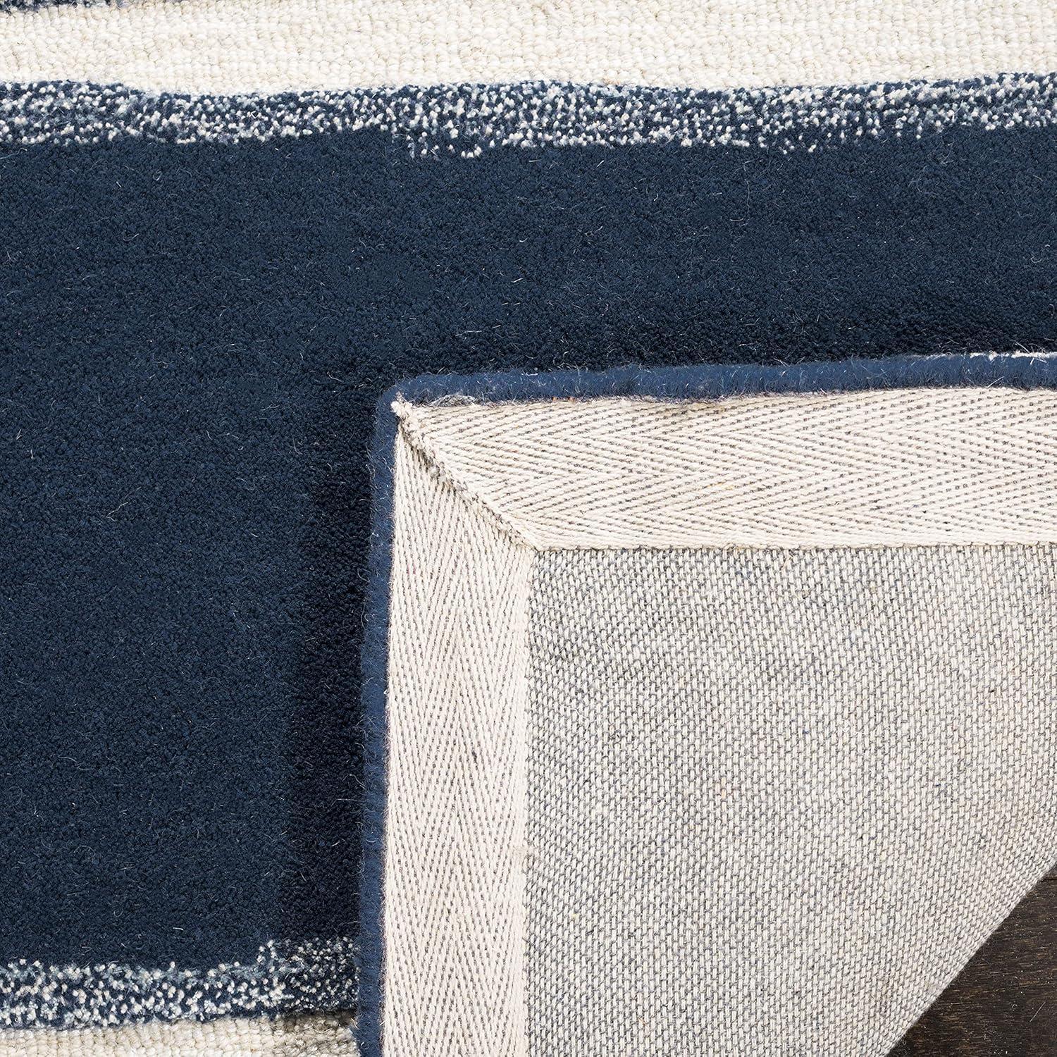 imageMartha Stewart x SAFAVIEH Area Rug Collection 8 x 10 Buckwheat Flour Beige Handmade Wool amp Viscose Ideal for Living Room Bedroom Office Dining Space MSR3617AWrought IronNavy