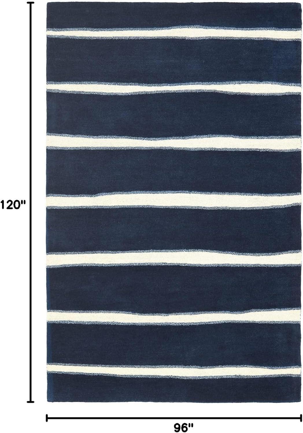 imageMartha Stewart x SAFAVIEH Area Rug Collection 8 x 10 Buckwheat Flour Beige Handmade Wool amp Viscose Ideal for Living Room Bedroom Office Dining Space MSR3617AWrought IronNavy