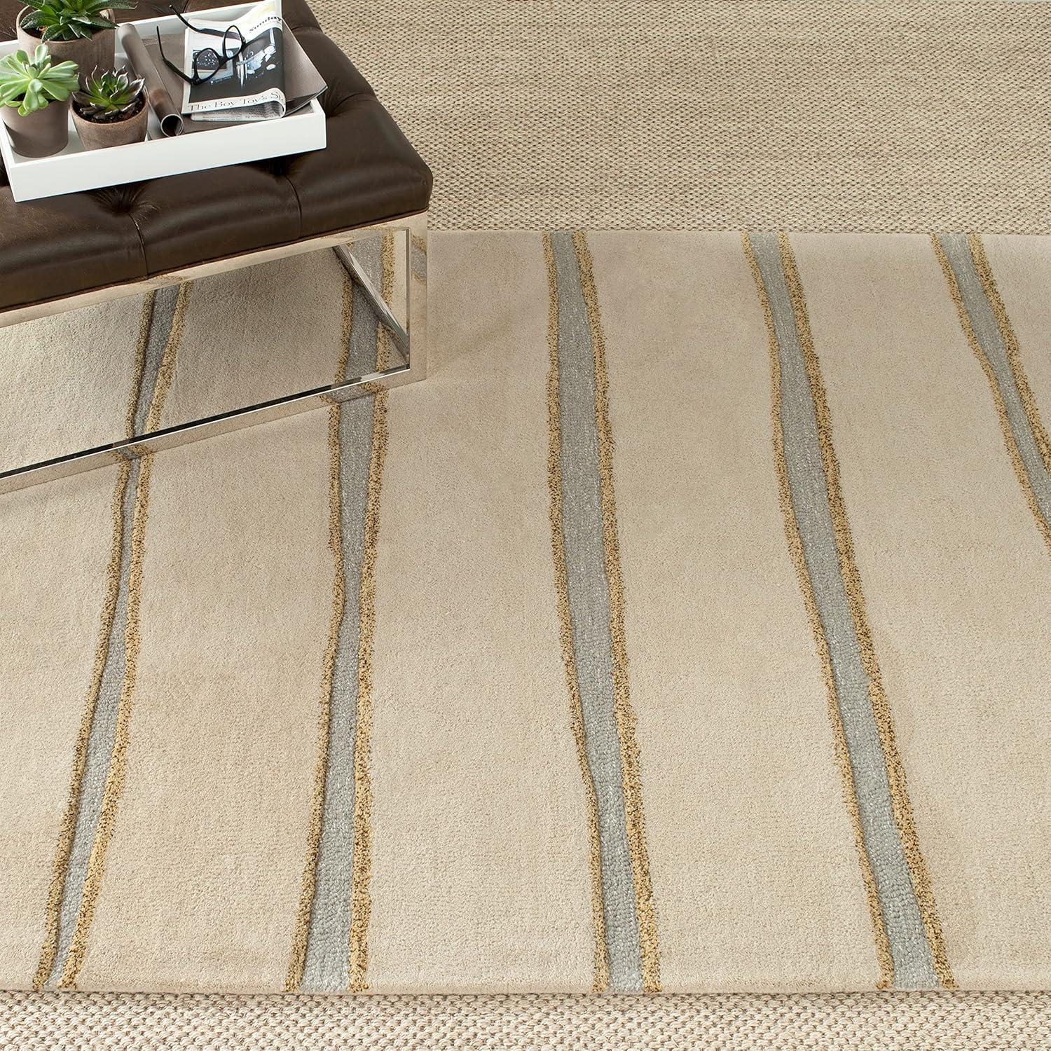 imageMartha Stewart x SAFAVIEH Area Rug Collection 8 x 10 Buckwheat Flour Beige Handmade Wool amp Viscose Ideal for Living Room Bedroom Office Dining Space MSR3617AWheat Beige