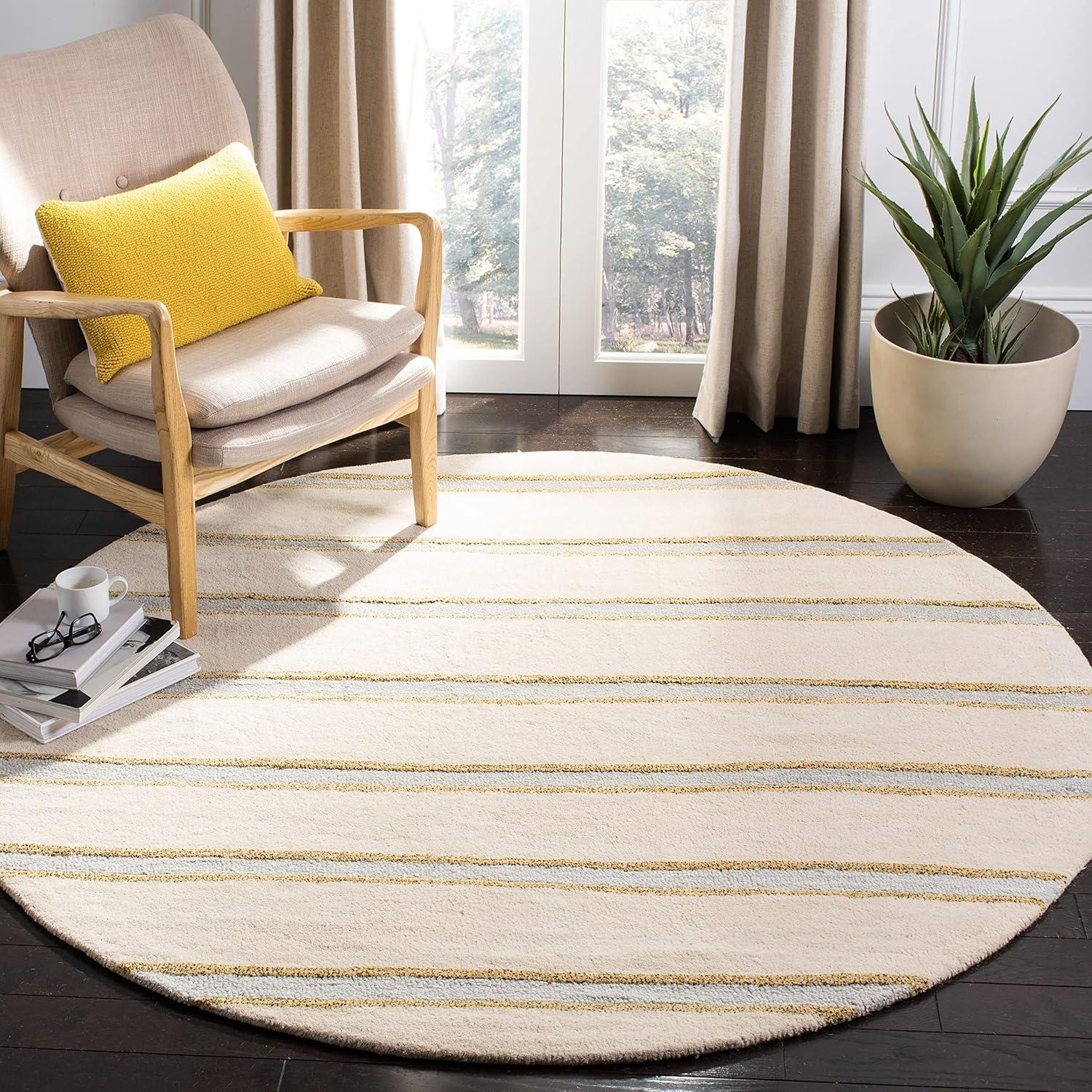 imageMartha Stewart x SAFAVIEH Area Rug Collection 8 x 10 Buckwheat Flour Beige Handmade Wool amp Viscose Ideal for Living Room Bedroom Office Dining Space MSR3617AWheat Beige