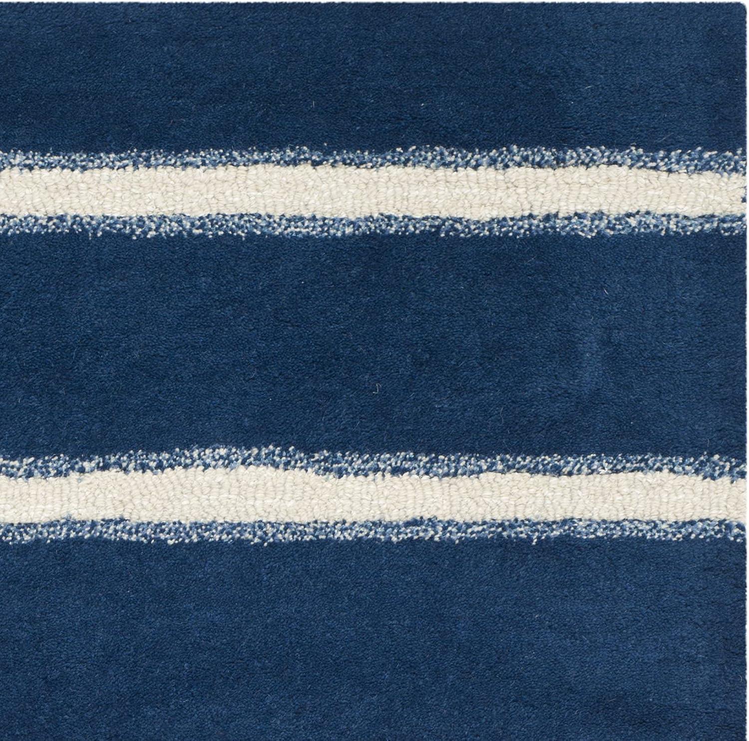 imageMartha Stewart x SAFAVIEH Area Rug Collection 8 x 10 Buckwheat Flour Beige Handmade Wool amp Viscose Ideal for Living Room Bedroom Office Dining Space MSR3617AWrought IronNavy