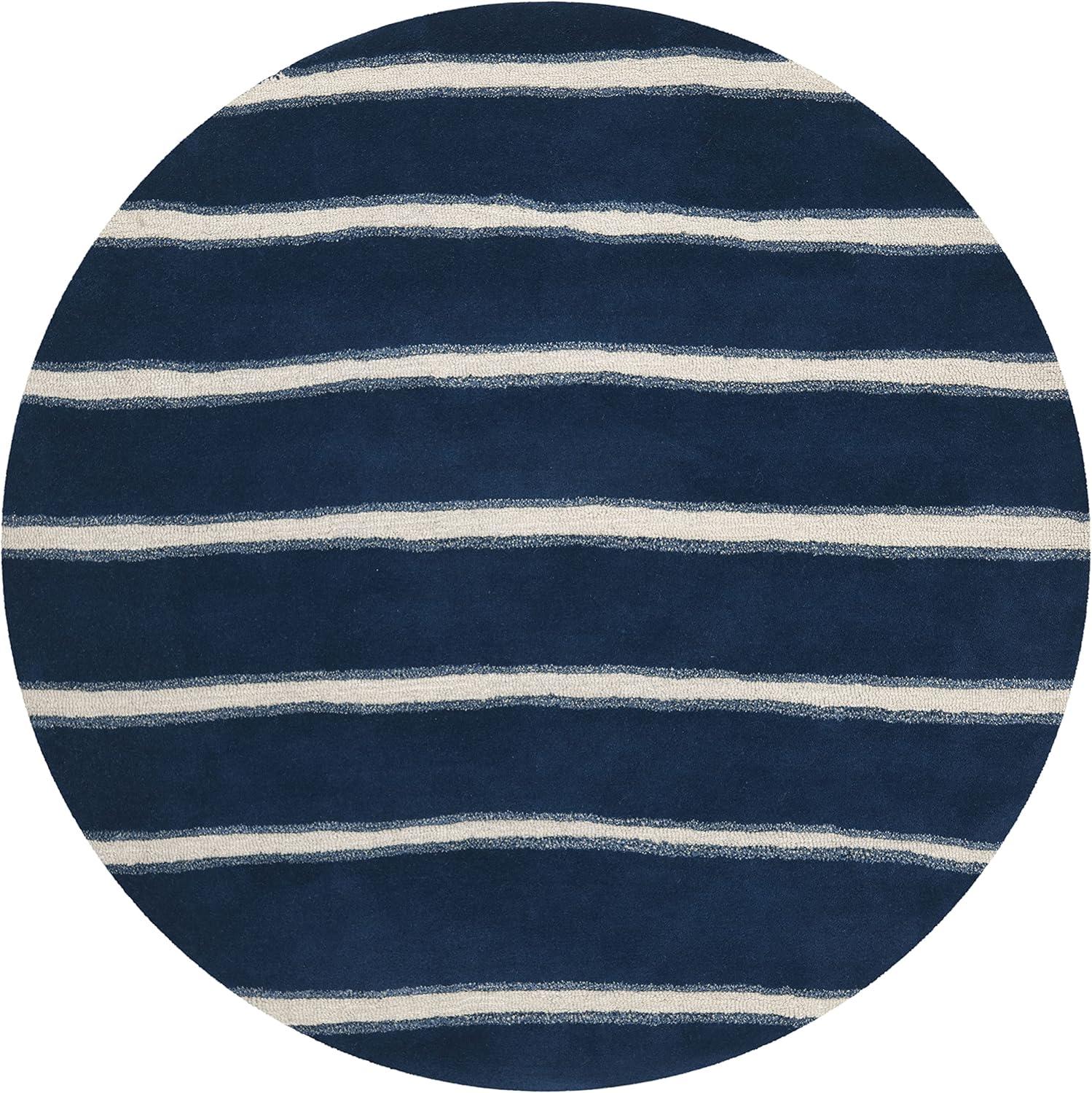 imageMartha Stewart x SAFAVIEH Area Rug Collection 8 x 10 Buckwheat Flour Beige Handmade Wool amp Viscose Ideal for Living Room Bedroom Office Dining Space MSR3617AWrought IronNavy