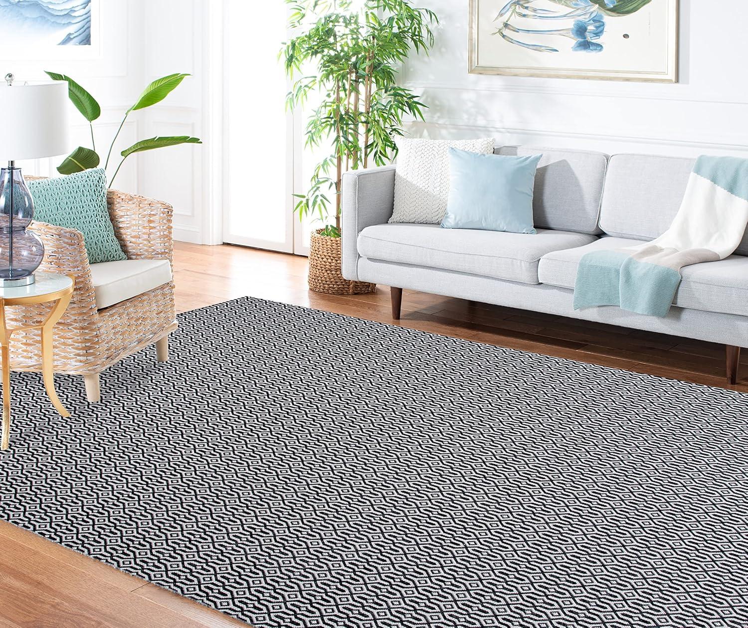imageMartha Stewart x SAFAVIEH Area Rug Collection 8 x 10 Charcoal amp Grey Cotton Ideal for Living Room Bedroom Office Dining Space MSR411H