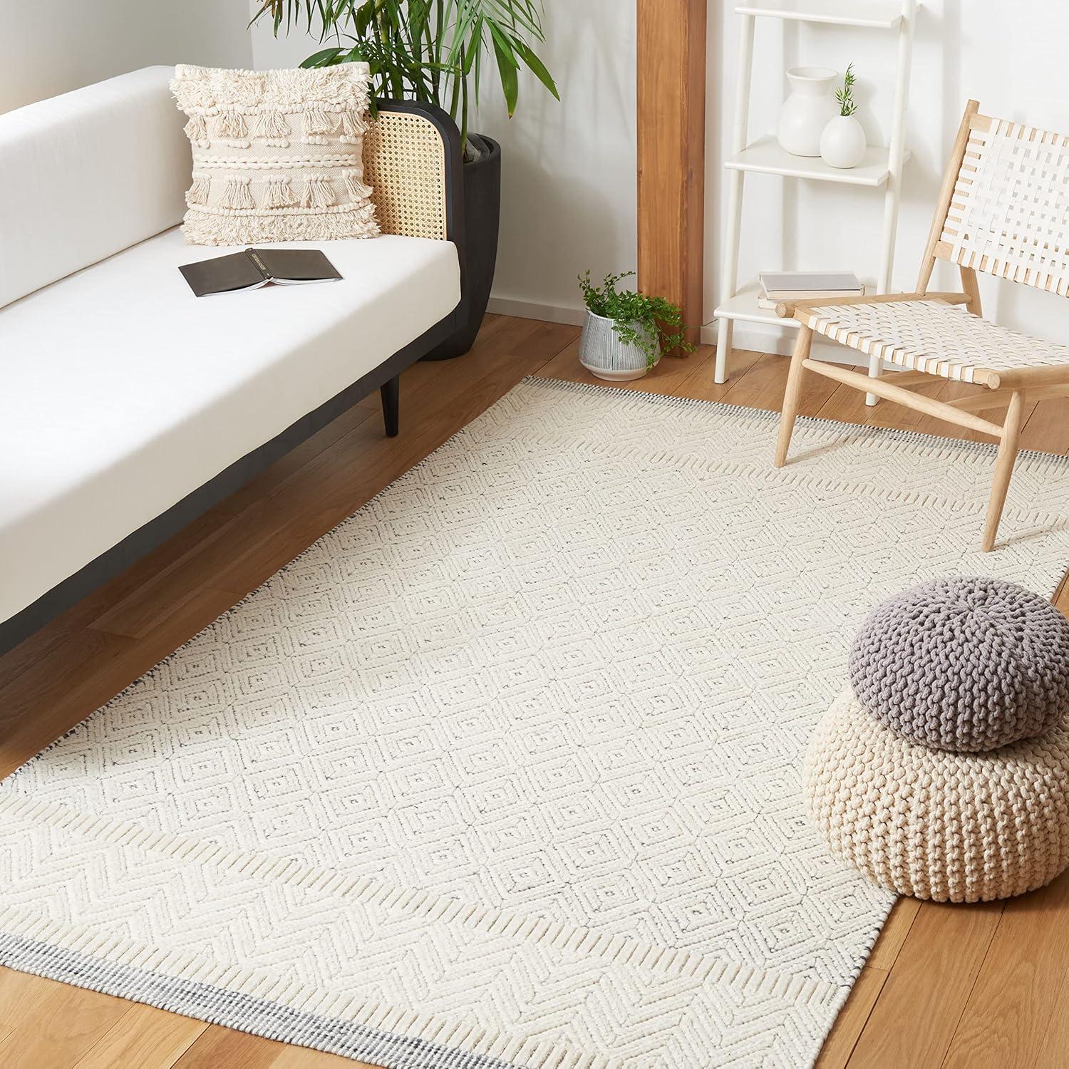imageMartha Stewart x SAFAVIEH Area Rug Collection 8 x 10 Ivory Handmade Wool Ideal for Living Room Bedroom Office Dining Space MSR9605AIvory
