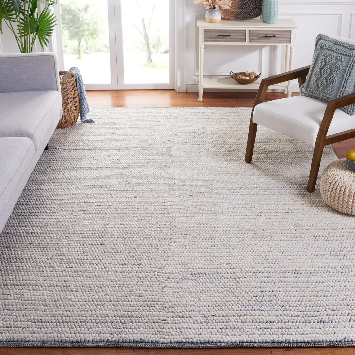 imageMartha Stewart x SAFAVIEH Area Rug Collection 8 x 10 Ivory amp Beige Handmade Wool Ideal for Living Room Bedroom Office Dining Space MSR9650BIvoryBlue