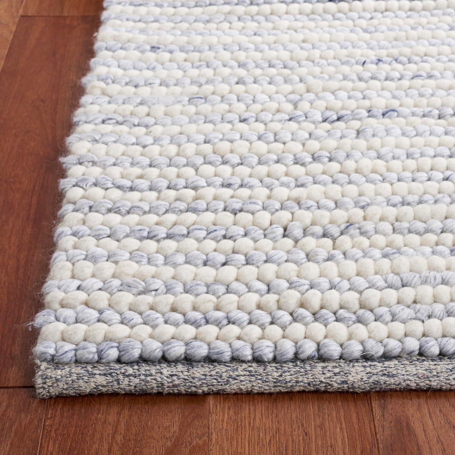 imageMartha Stewart x SAFAVIEH Area Rug Collection 8 x 10 Ivory amp Beige Handmade Wool Ideal for Living Room Bedroom Office Dining Space MSR9650BIvoryBlue