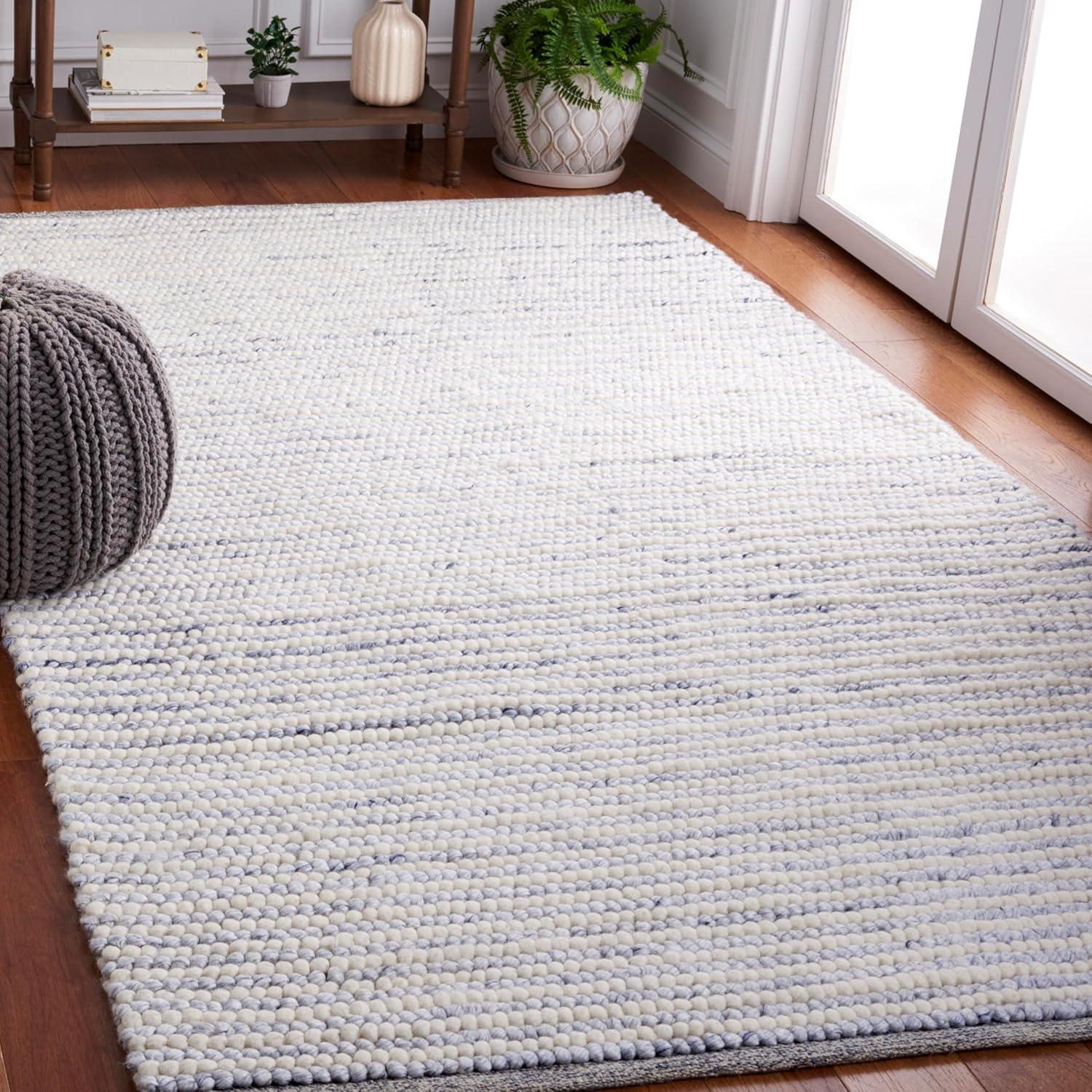 imageMartha Stewart x SAFAVIEH Area Rug Collection 8 x 10 Ivory amp Beige Handmade Wool Ideal for Living Room Bedroom Office Dining Space MSR9650BIvoryBlue