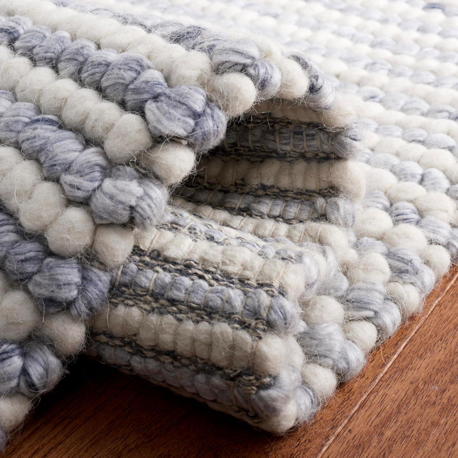 imageMartha Stewart x SAFAVIEH Area Rug Collection 8 x 10 Ivory amp Beige Handmade Wool Ideal for Living Room Bedroom Office Dining Space MSR9650BIvoryBlue