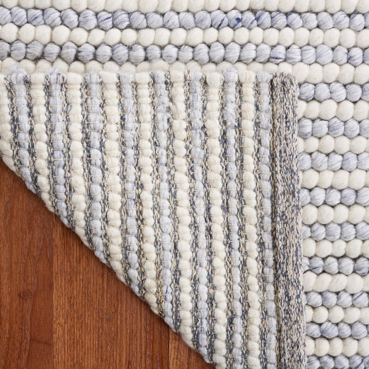 imageMartha Stewart x SAFAVIEH Area Rug Collection 8 x 10 Ivory amp Beige Handmade Wool Ideal for Living Room Bedroom Office Dining Space MSR9650BIvoryBlue