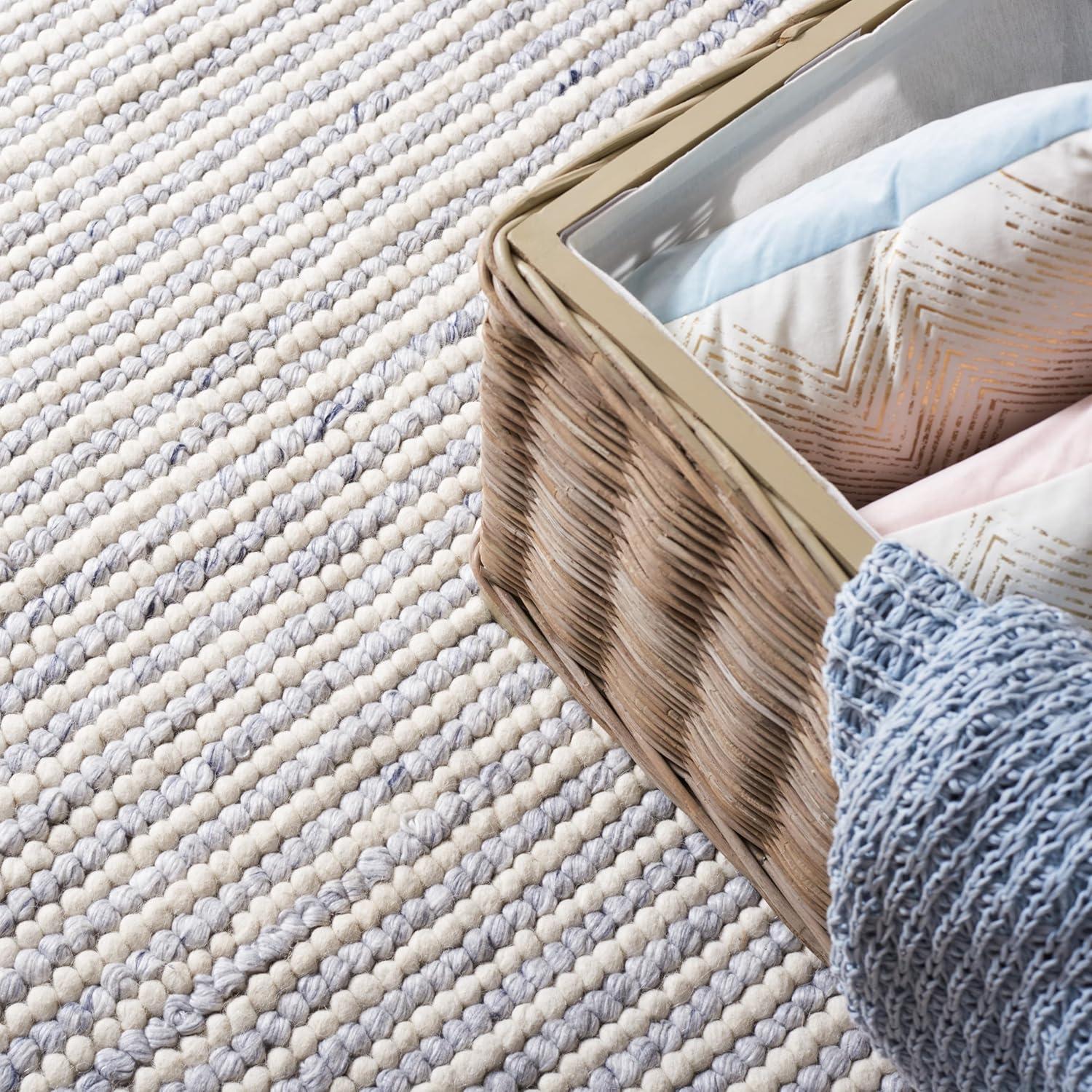 imageMartha Stewart x SAFAVIEH Area Rug Collection 8 x 10 Ivory amp Beige Handmade Wool Ideal for Living Room Bedroom Office Dining Space MSR9650BIvoryBlue