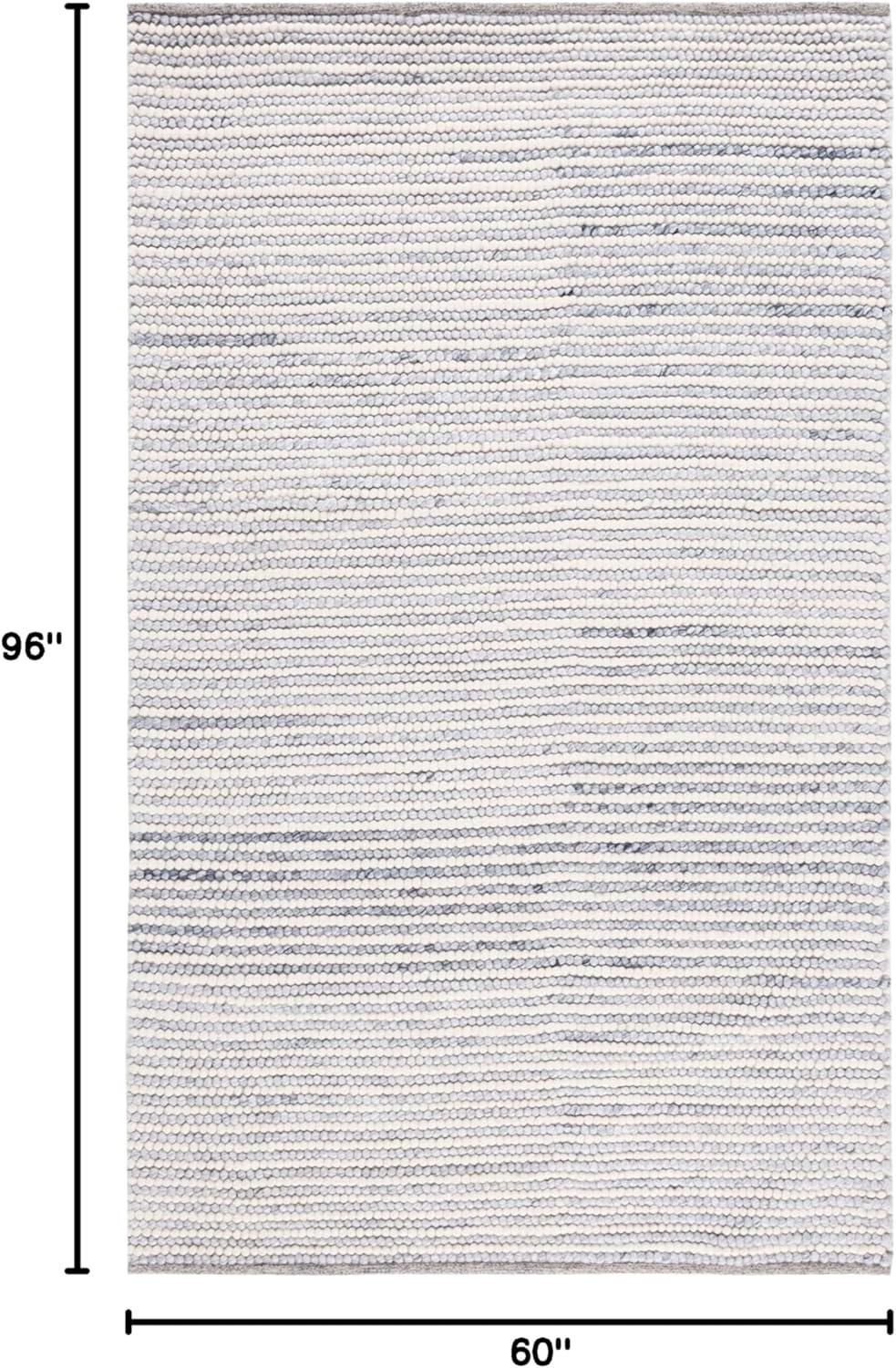 imageMartha Stewart x SAFAVIEH Area Rug Collection 8 x 10 Ivory amp Beige Handmade Wool Ideal for Living Room Bedroom Office Dining Space MSR9650BIvoryBlue