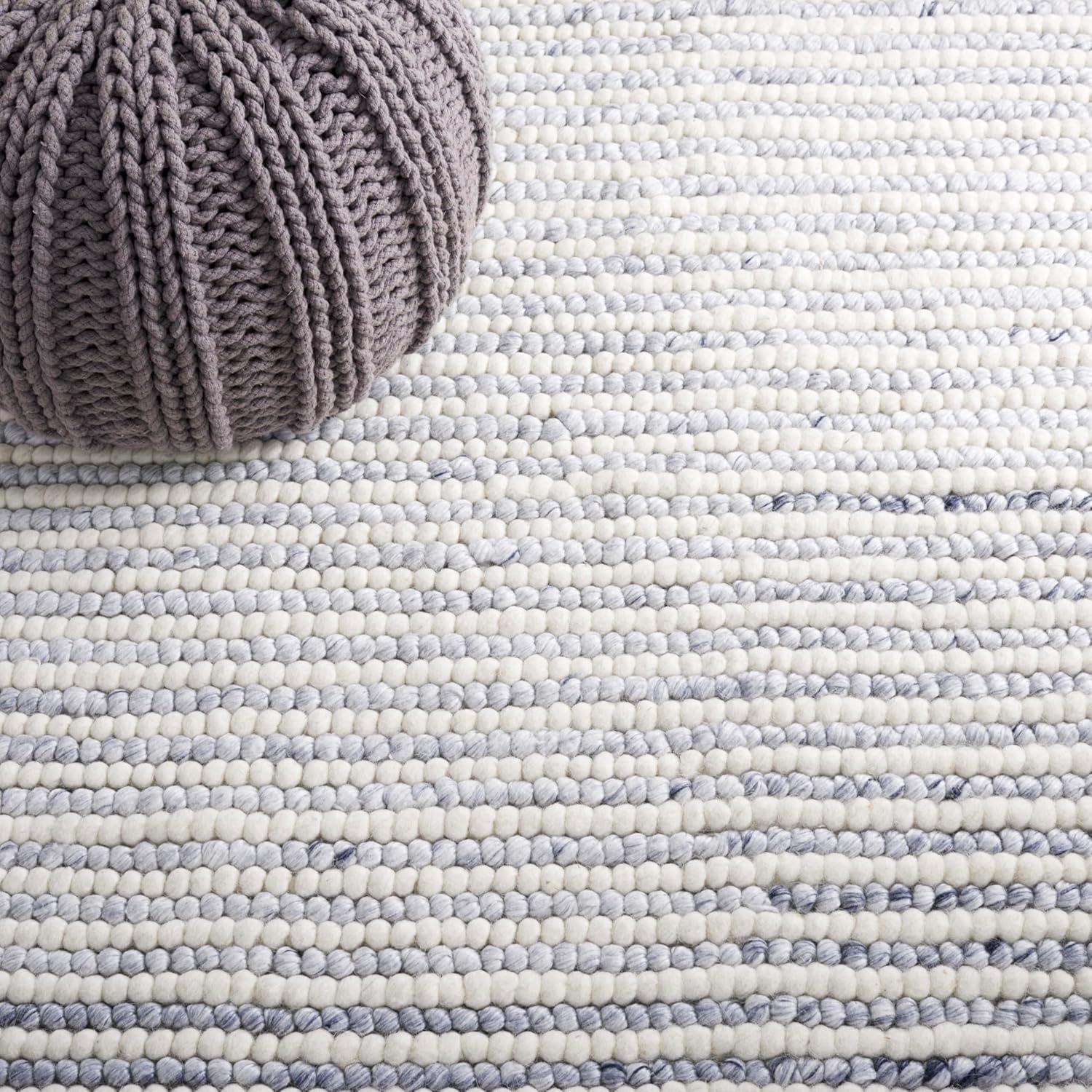 imageMartha Stewart x SAFAVIEH Area Rug Collection 8 x 10 Ivory amp Beige Handmade Wool Ideal for Living Room Bedroom Office Dining Space MSR9650BIvoryBlue