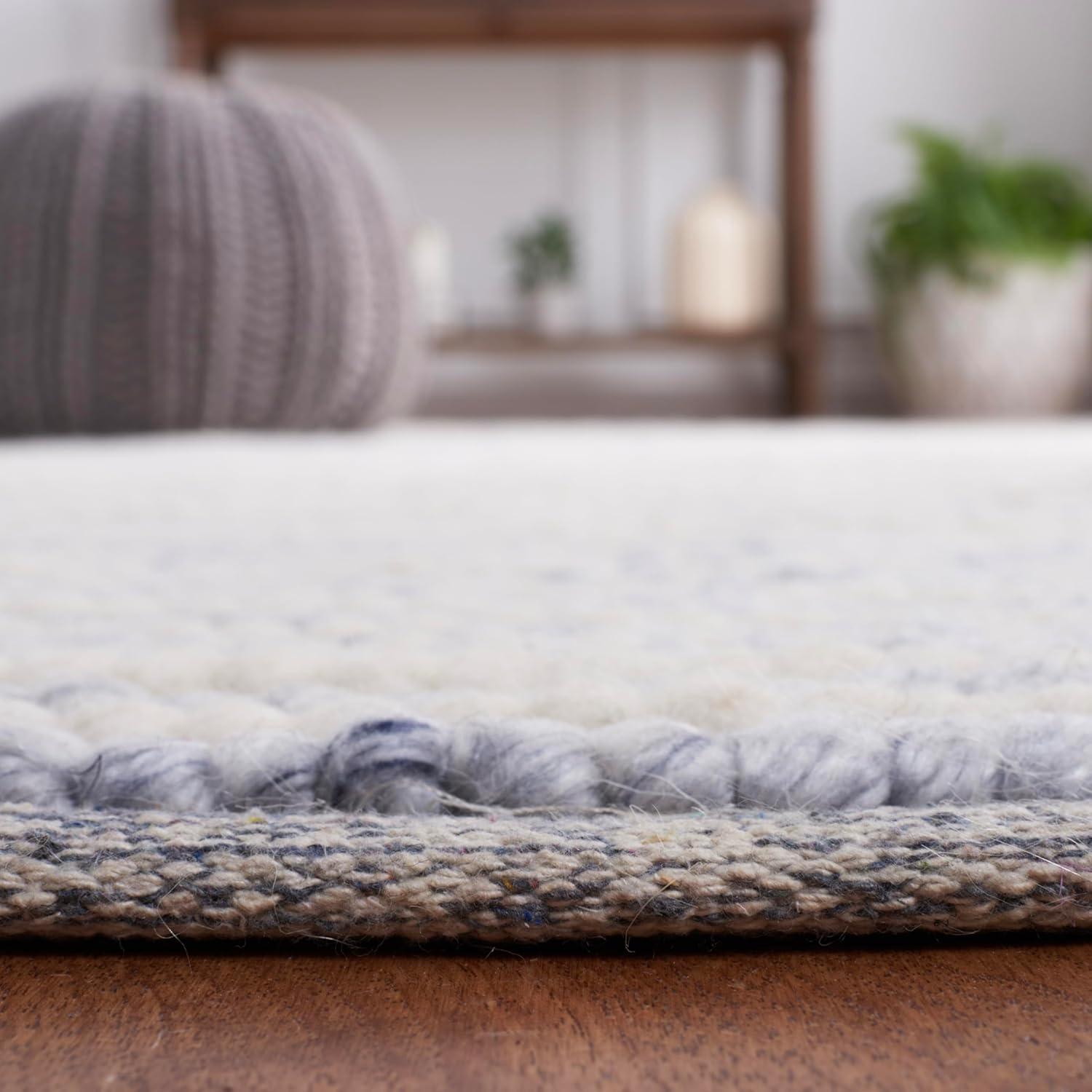 imageMartha Stewart x SAFAVIEH Area Rug Collection 8 x 10 Ivory amp Beige Handmade Wool Ideal for Living Room Bedroom Office Dining Space MSR9650BIvoryBlue