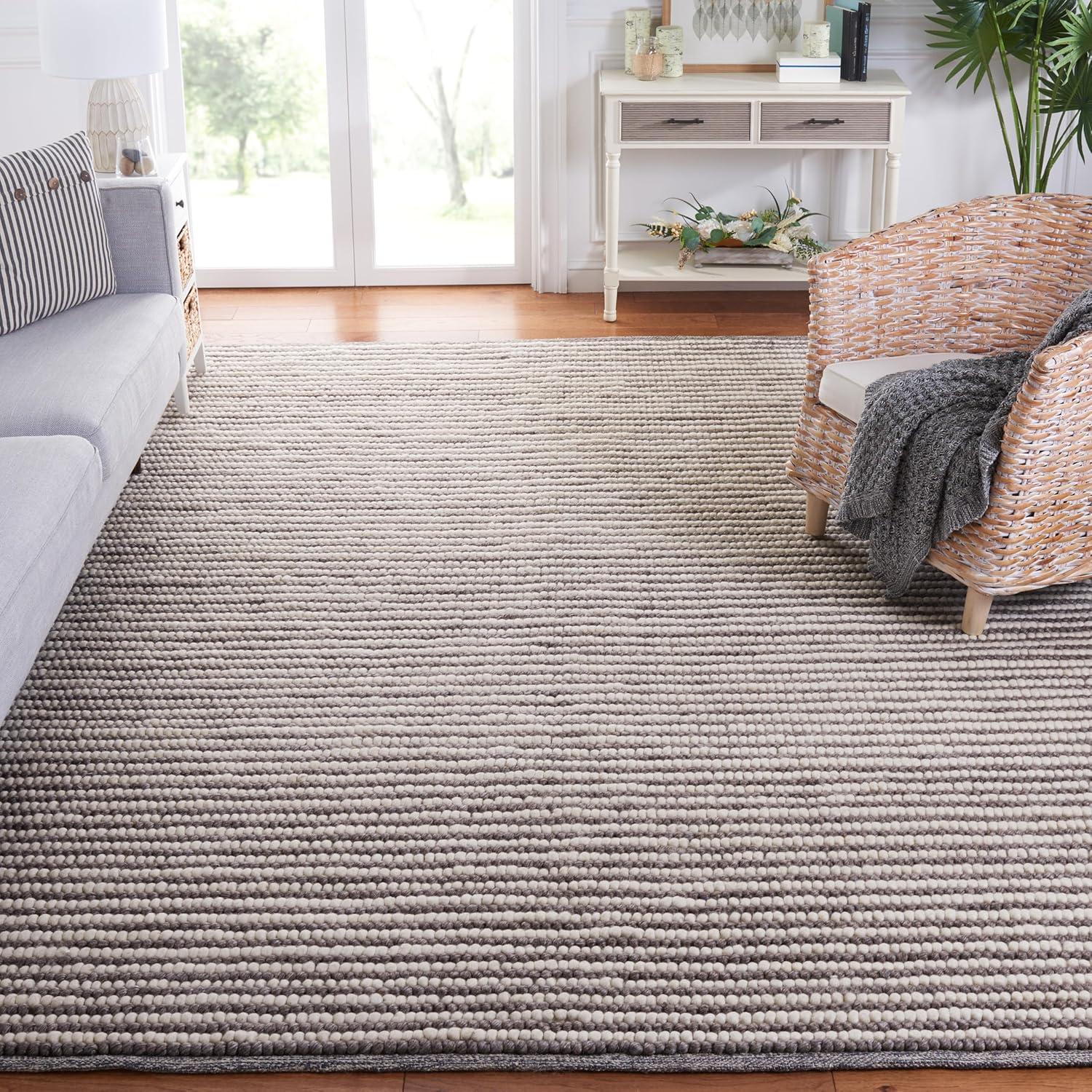 imageMartha Stewart x SAFAVIEH Area Rug Collection 8 x 10 Ivory amp Beige Handmade Wool Ideal for Living Room Bedroom Office Dining Space MSR9650BIvoryDark Brown