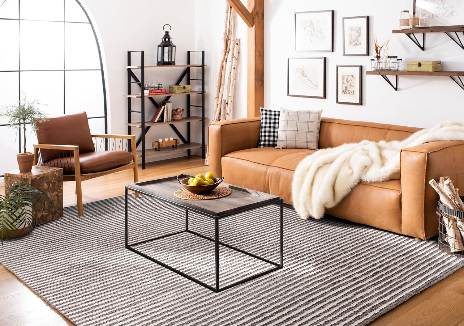 imageMartha Stewart x SAFAVIEH Area Rug Collection 8 x 10 Ivory amp Beige Handmade Wool Ideal for Living Room Bedroom Office Dining Space MSR9650BIvoryDark Brown