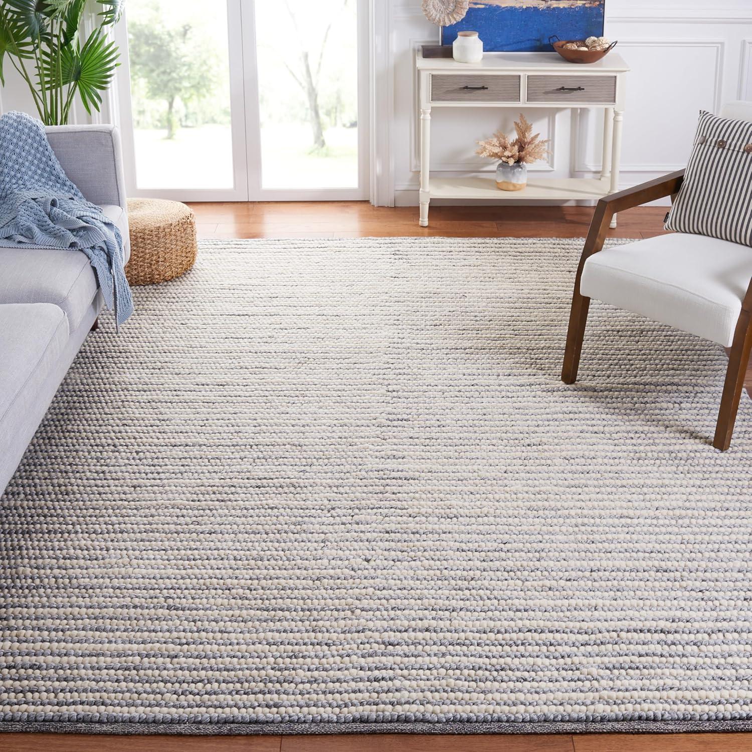 imageMartha Stewart x SAFAVIEH Area Rug Collection 8 x 10 Ivory amp Beige Handmade Wool Ideal for Living Room Bedroom Office Dining Space MSR9650BIvoryGrey
