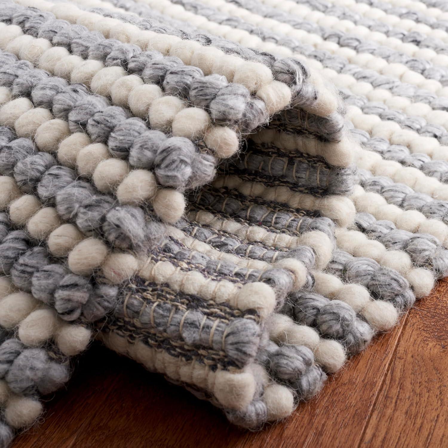 imageMartha Stewart x SAFAVIEH Area Rug Collection 8 x 10 Ivory amp Beige Handmade Wool Ideal for Living Room Bedroom Office Dining Space MSR9650BIvoryGrey