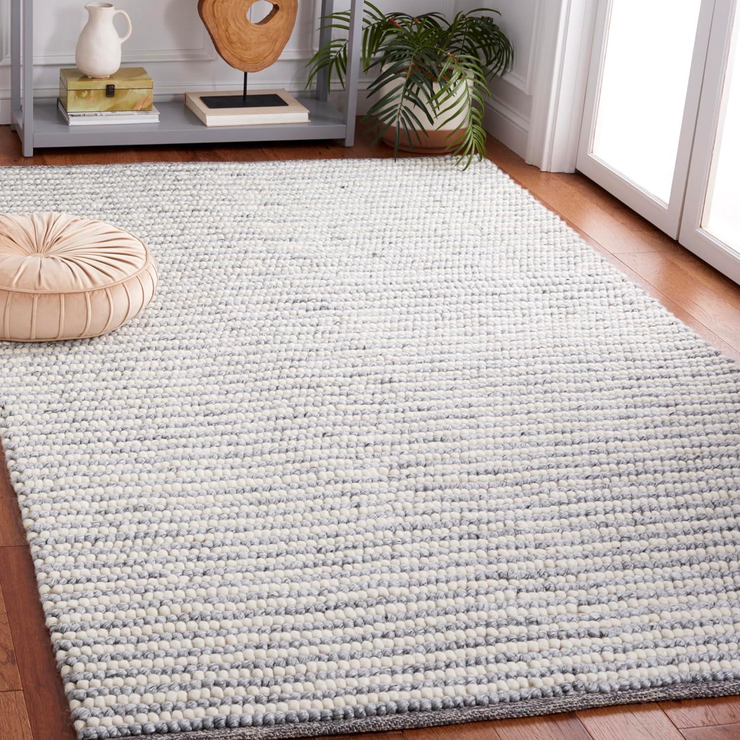 imageMartha Stewart x SAFAVIEH Area Rug Collection 8 x 10 Ivory amp Beige Handmade Wool Ideal for Living Room Bedroom Office Dining Space MSR9650BIvoryGrey