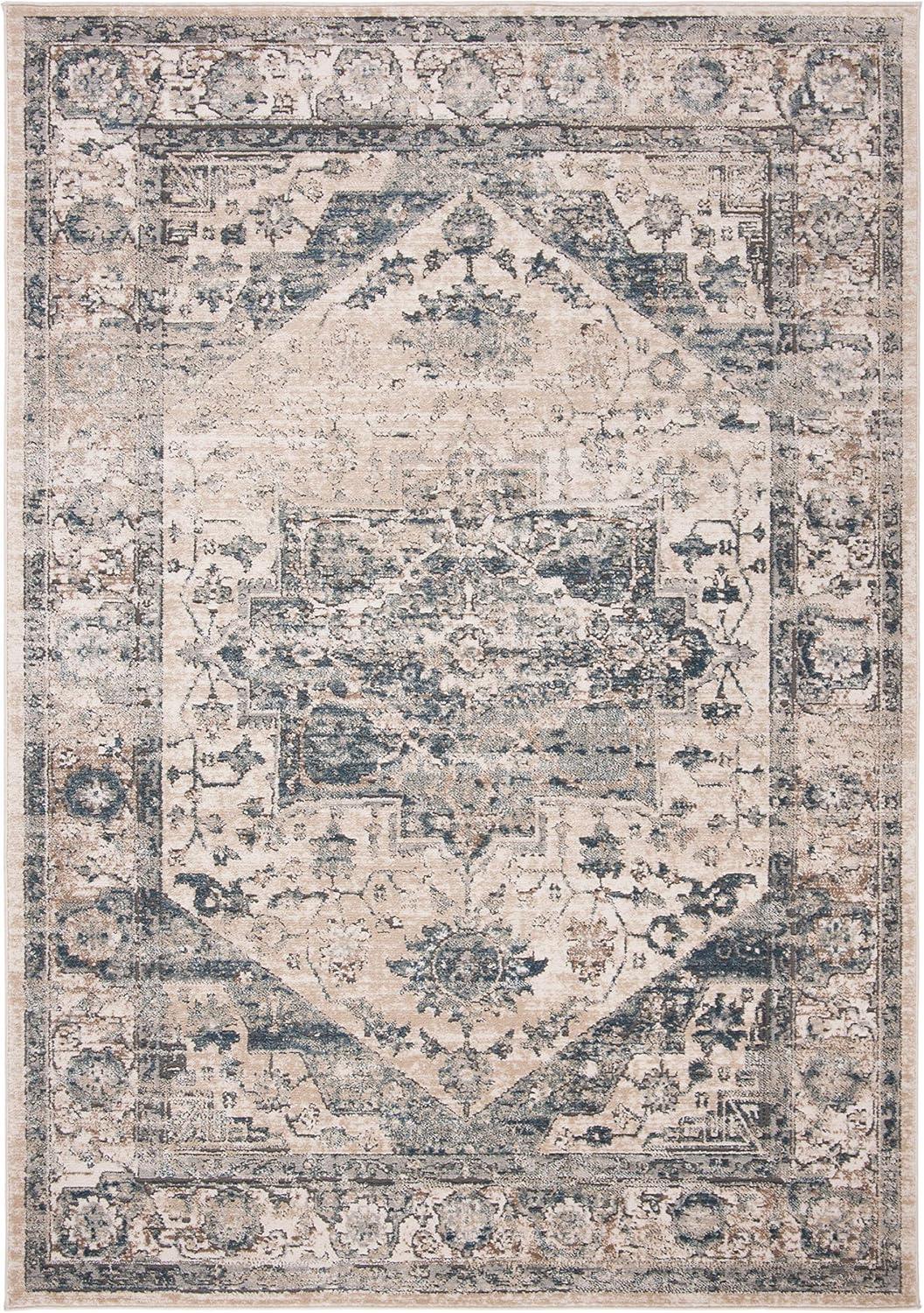 imageMartha Stewart x SAFAVIEH Area Rug Collection 8 x 10 Ivory amp Blue NonShedding amp Easy Cleaning Ideal for Living Room Bedroom Office Dining Space MSR868AIvoryBlue