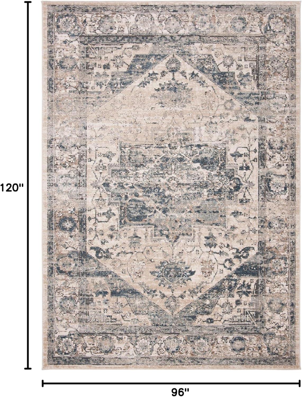 imageMartha Stewart x SAFAVIEH Area Rug Collection 8 x 10 Ivory amp Blue NonShedding amp Easy Cleaning Ideal for Living Room Bedroom Office Dining Space MSR868AIvoryBlue