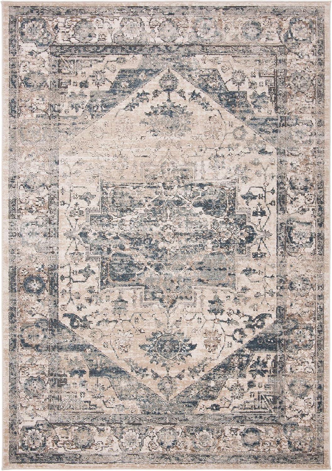 imageMartha Stewart x SAFAVIEH Area Rug Collection 8 x 10 Ivory amp Blue NonShedding amp Easy Cleaning Ideal for Living Room Bedroom Office Dining Space MSR868AIvoryBlue