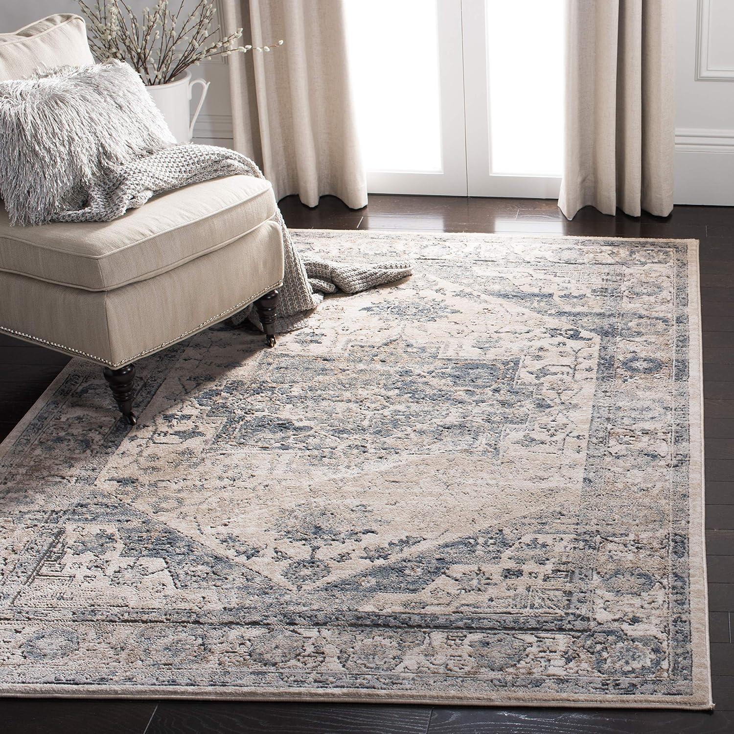 imageMartha Stewart x SAFAVIEH Area Rug Collection 8 x 10 Ivory amp Blue NonShedding amp Easy Cleaning Ideal for Living Room Bedroom Office Dining Space MSR868AIvoryBlue