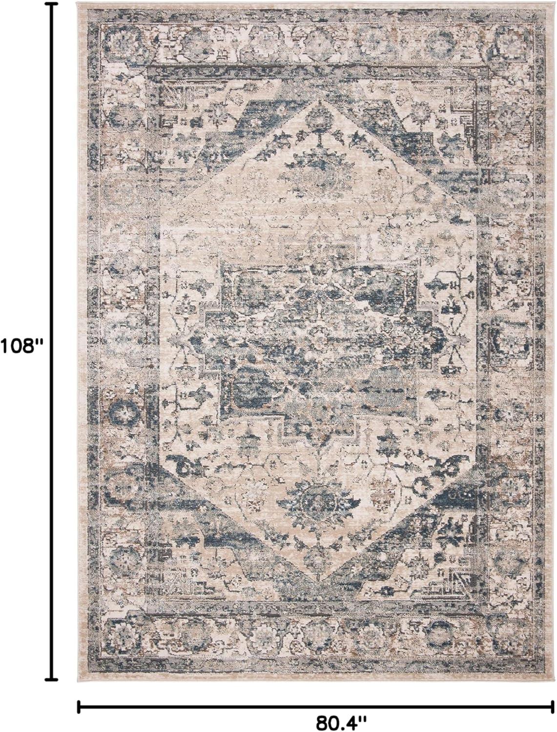 imageMartha Stewart x SAFAVIEH Area Rug Collection 8 x 10 Ivory amp Blue NonShedding amp Easy Cleaning Ideal for Living Room Bedroom Office Dining Space MSR868AIvoryBlue