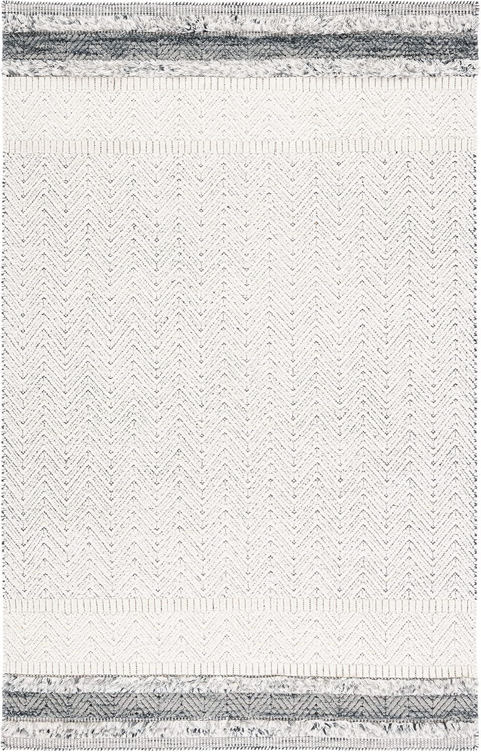 imageMartha Stewart x SAFAVIEH Area Rug Collection 8 x 10 Ivory amp Grey Handmade Wool Ideal for Living Room Bedroom Office Dining Space MSR9601AIvoryGrey