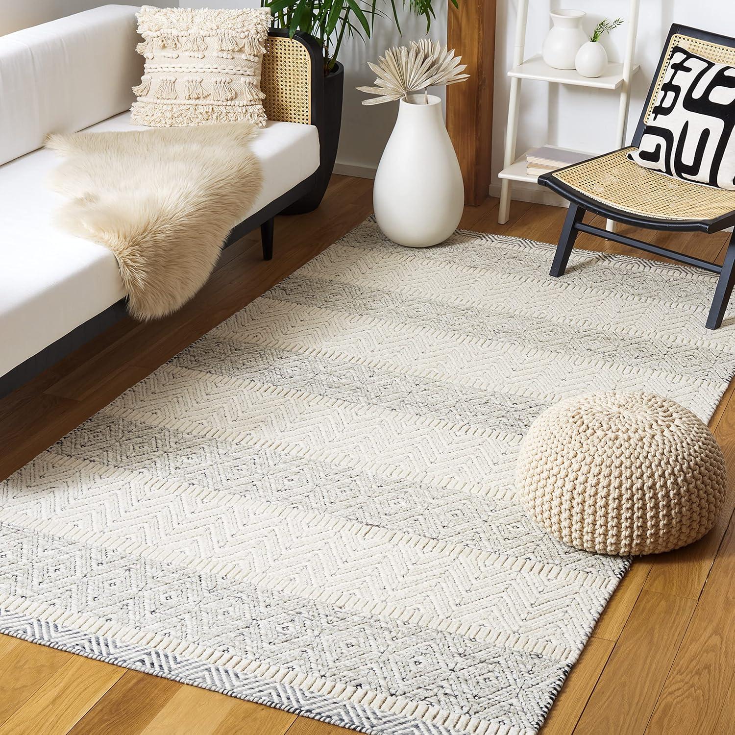 imageMartha Stewart x SAFAVIEH Area Rug Collection 8 x 10 Ivory amp Grey Handmade Wool Ideal for Living Room Bedroom Office Dining Space MSR9606AIvoryGrey