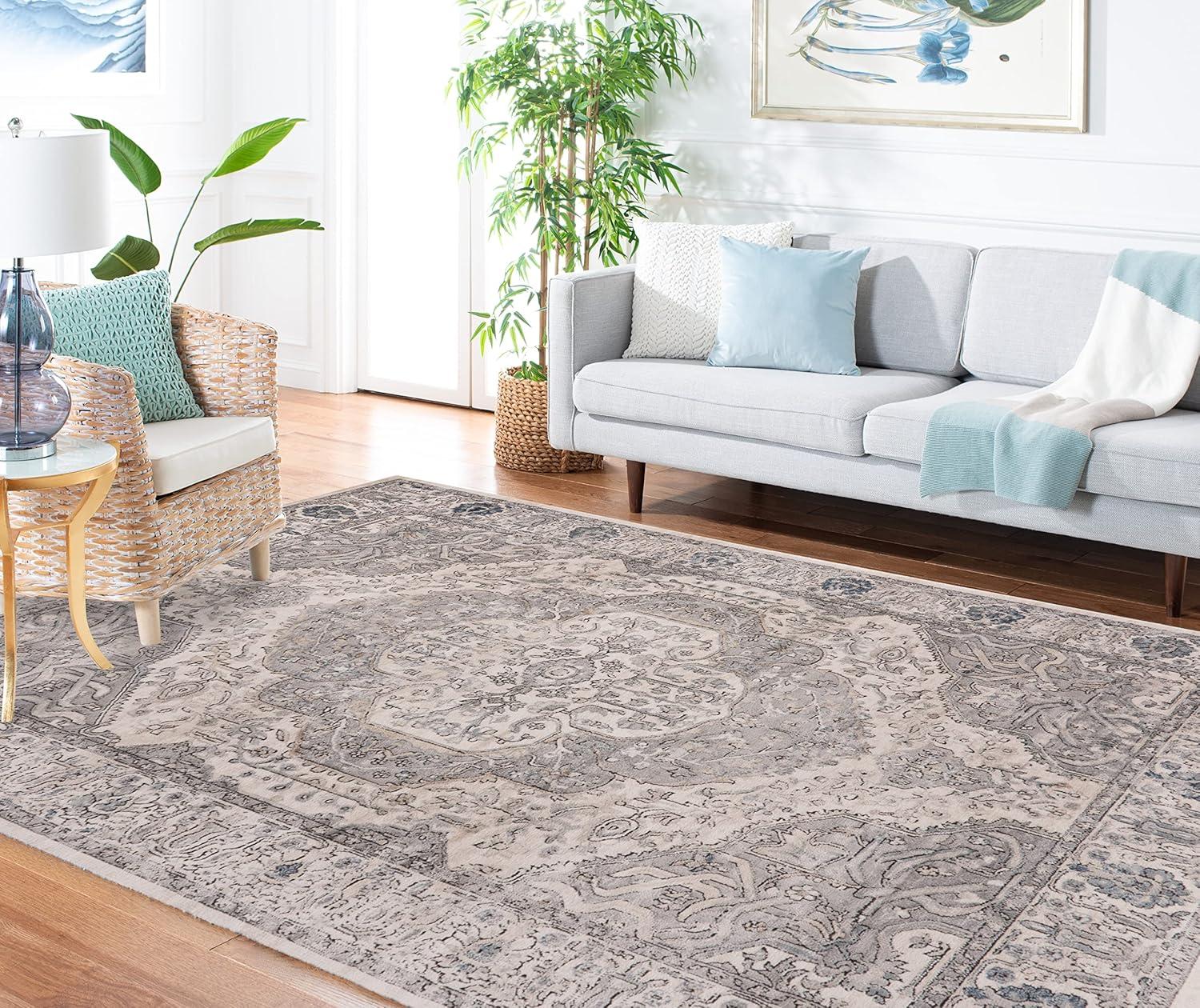 imageMartha Stewart x SAFAVIEH Area Rug Collection 8 x 10 Ivory amp Grey NonShedding amp Easy Cleaning Ideal for Living Room Bedroom Office Dining Space MSR867AIvoryGrey