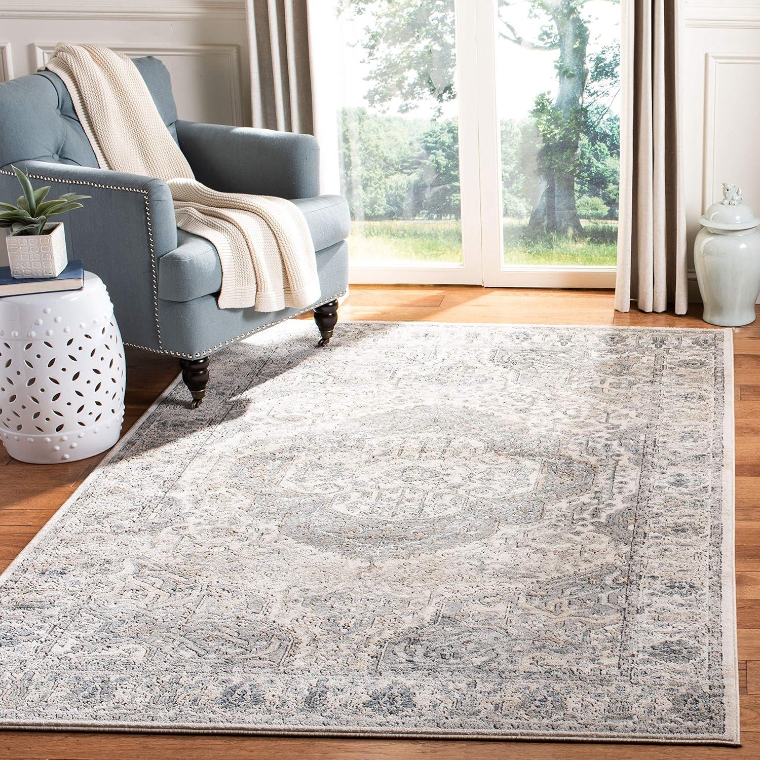 imageMartha Stewart x SAFAVIEH Area Rug Collection 8 x 10 Ivory amp Grey NonShedding amp Easy Cleaning Ideal for Living Room Bedroom Office Dining Space MSR867AIvoryGrey