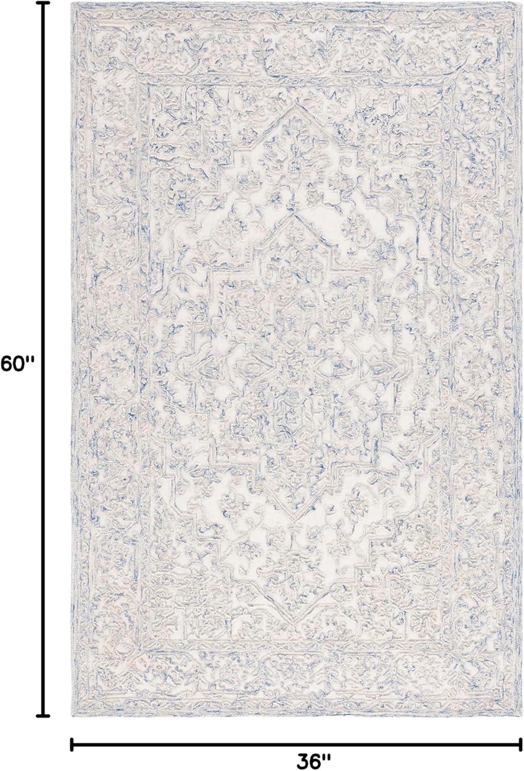 imageMartha Stewart x SAFAVIEH Area Rug Collection 8 x 10 Ivory amp Natural Handmade Wool Ideal for Living Room Bedroom Office Dining Space MSR3532AIvoryBlue
