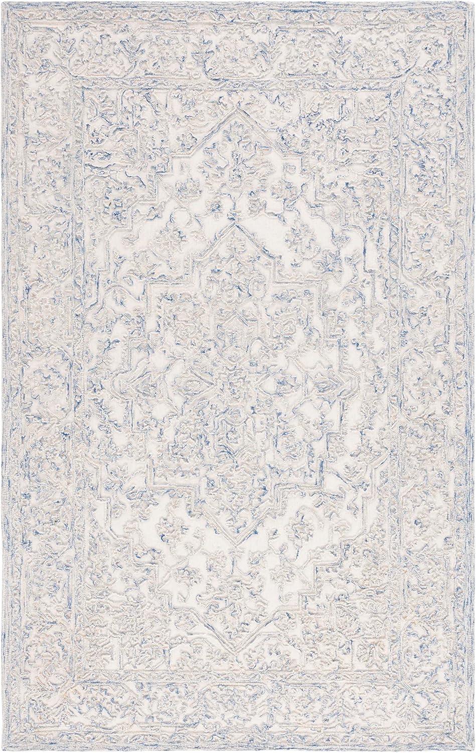 imageMartha Stewart x SAFAVIEH Area Rug Collection 8 x 10 Ivory amp Natural Handmade Wool Ideal for Living Room Bedroom Office Dining Space MSR3532AIvoryBlue