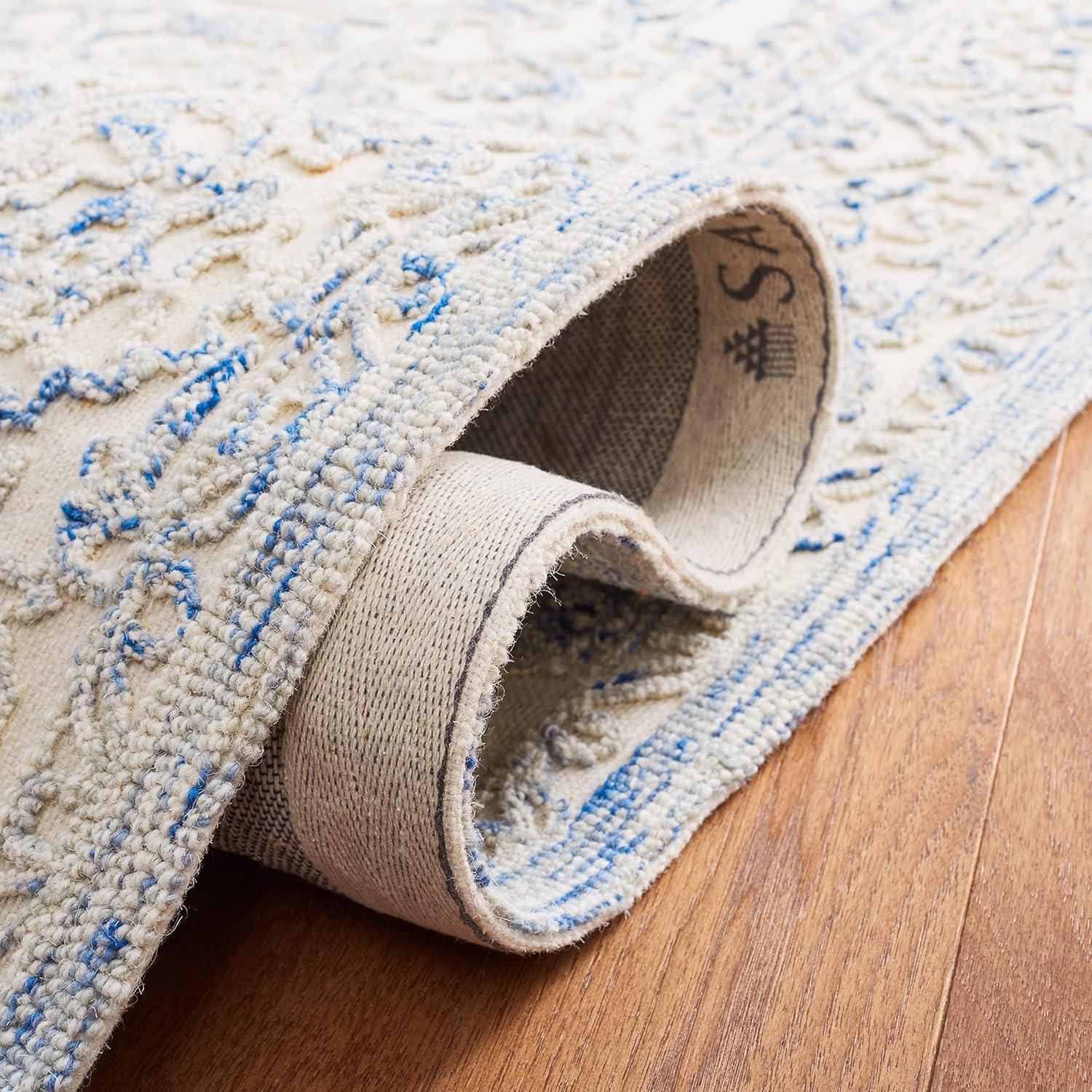 imageMartha Stewart x SAFAVIEH Area Rug Collection 8 x 10 Ivory amp Natural Handmade Wool Ideal for Living Room Bedroom Office Dining Space MSR3532AIvoryBlue