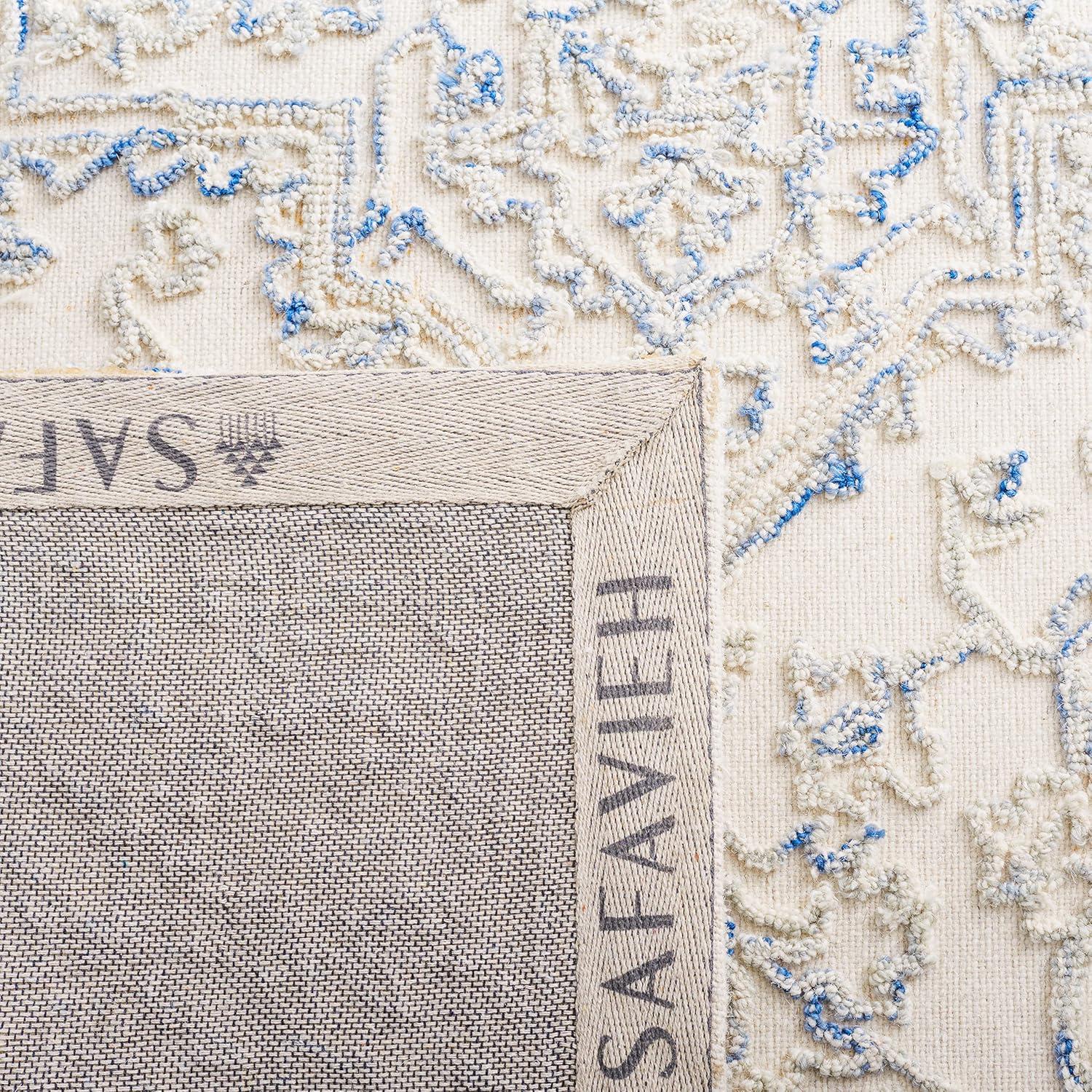 imageMartha Stewart x SAFAVIEH Area Rug Collection 8 x 10 Ivory amp Natural Handmade Wool Ideal for Living Room Bedroom Office Dining Space MSR3532AIvoryBlue
