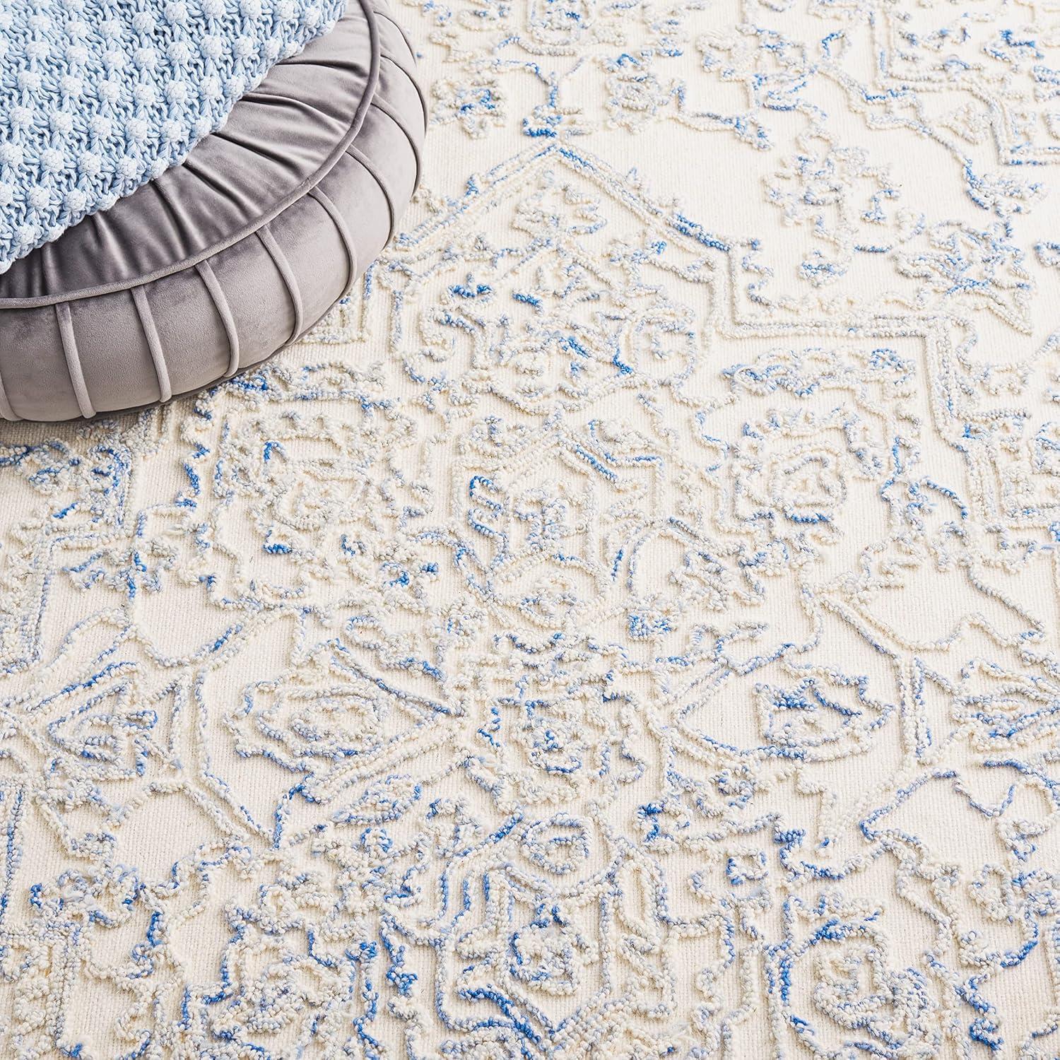 imageMartha Stewart x SAFAVIEH Area Rug Collection 8 x 10 Ivory amp Natural Handmade Wool Ideal for Living Room Bedroom Office Dining Space MSR3532AIvoryBlue