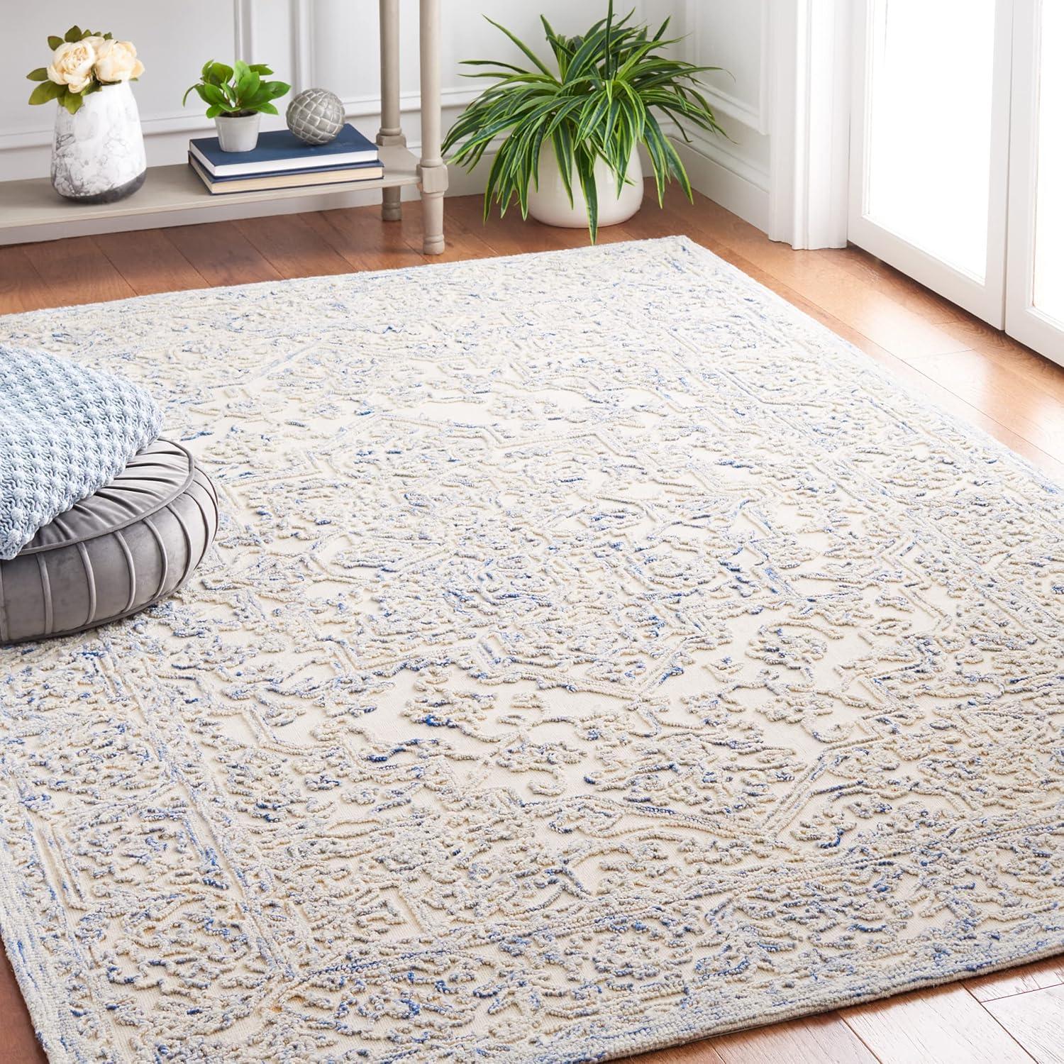 imageMartha Stewart x SAFAVIEH Area Rug Collection 8 x 10 Ivory amp Natural Handmade Wool Ideal for Living Room Bedroom Office Dining Space MSR3532AIvoryBlue