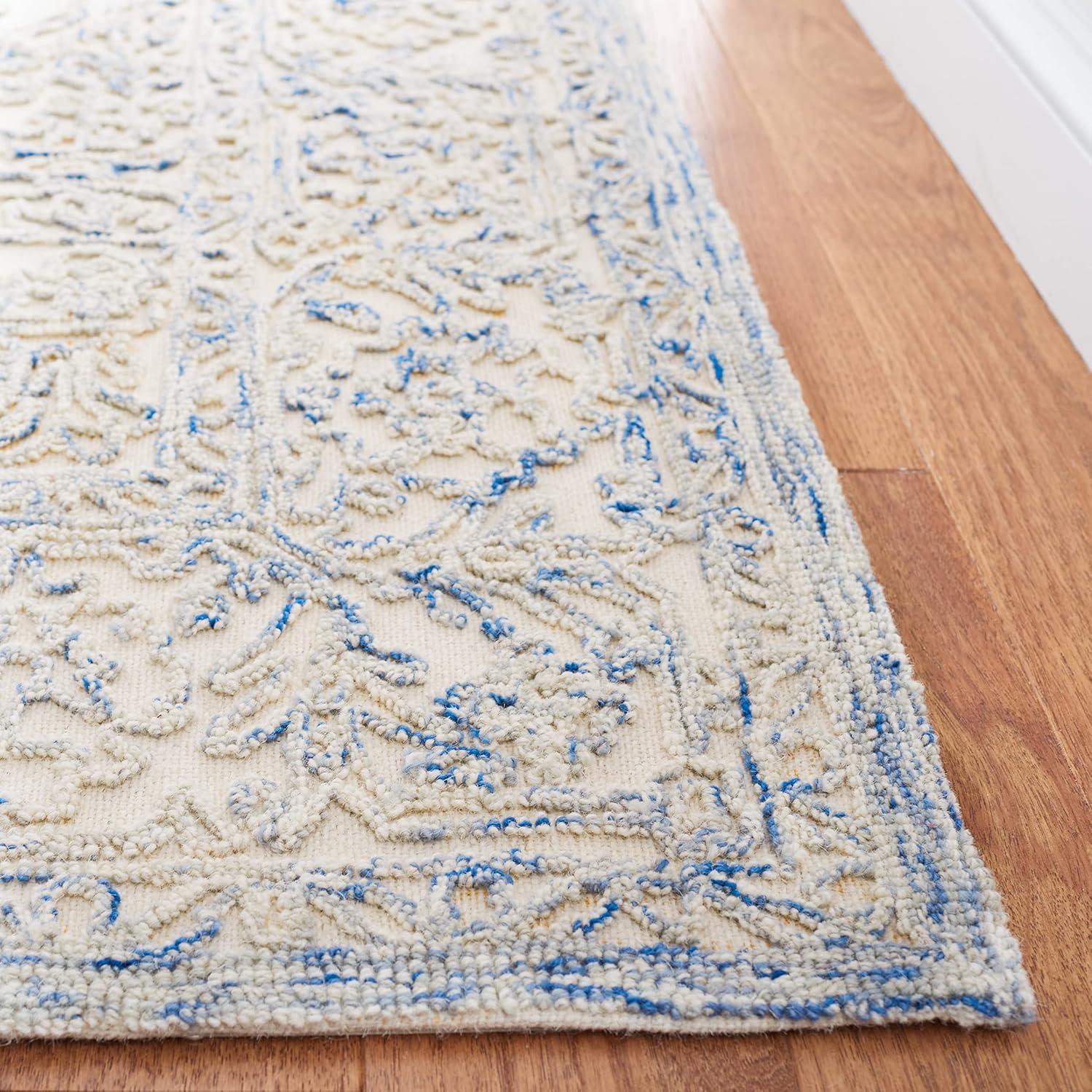 imageMartha Stewart x SAFAVIEH Area Rug Collection 8 x 10 Ivory amp Natural Handmade Wool Ideal for Living Room Bedroom Office Dining Space MSR3532AIvoryBlue