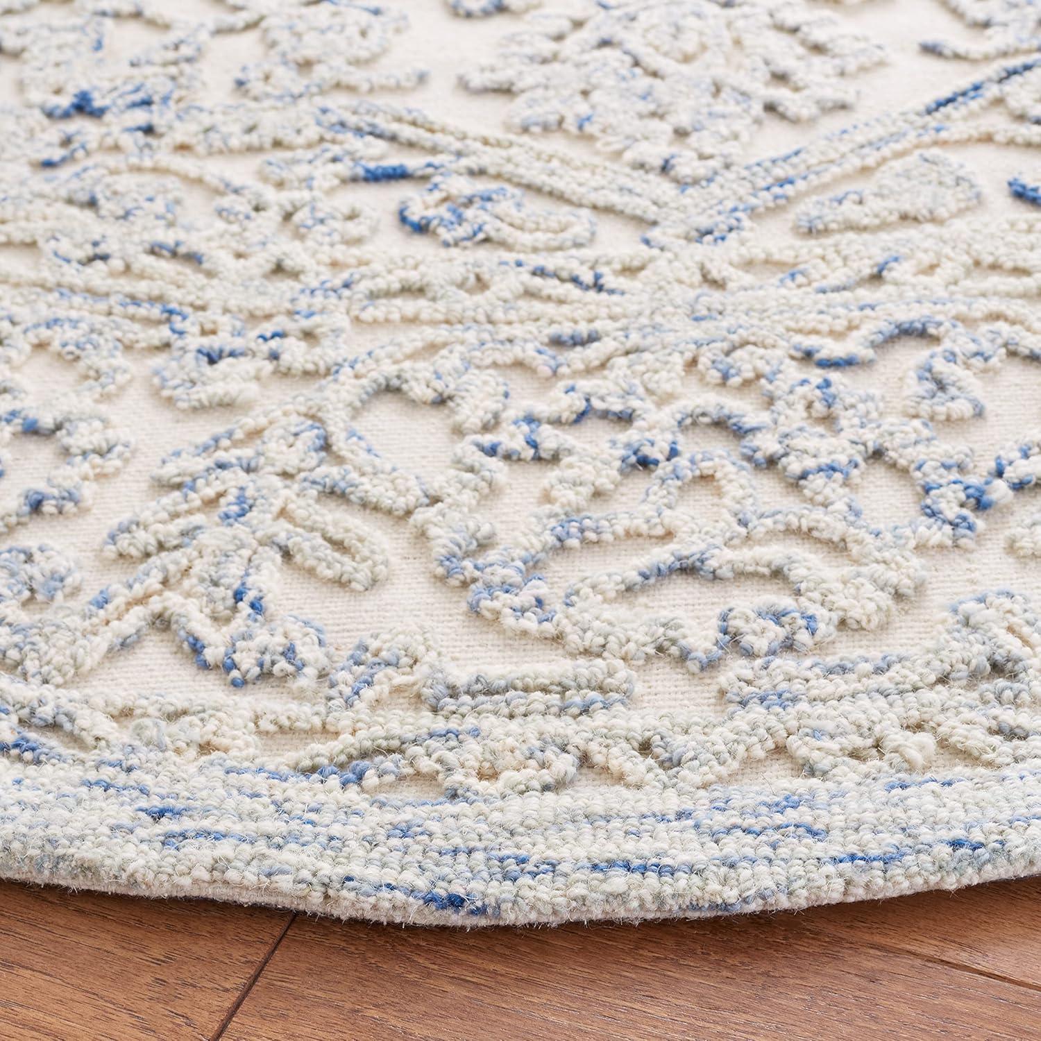 imageMartha Stewart x SAFAVIEH Area Rug Collection 8 x 10 Ivory amp Natural Handmade Wool Ideal for Living Room Bedroom Office Dining Space MSR3532AIvoryBlue