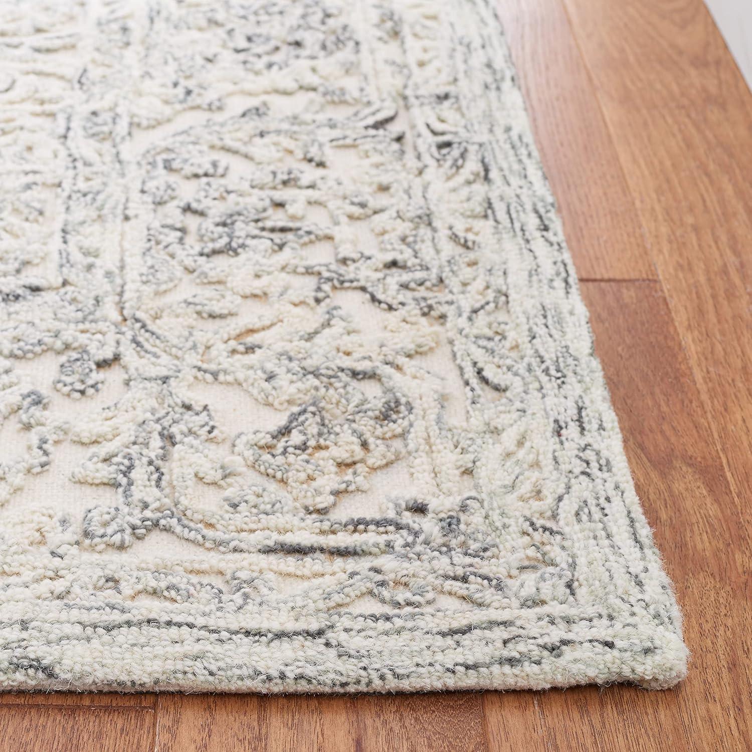 imageMartha Stewart x SAFAVIEH Area Rug Collection 8 x 10 Ivory amp Natural Handmade Wool Ideal for Living Room Bedroom Office Dining Space MSR3532AIvoryCharcoal