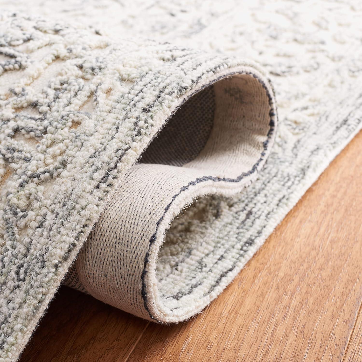 imageMartha Stewart x SAFAVIEH Area Rug Collection 8 x 10 Ivory amp Natural Handmade Wool Ideal for Living Room Bedroom Office Dining Space MSR3532AIvoryCharcoal