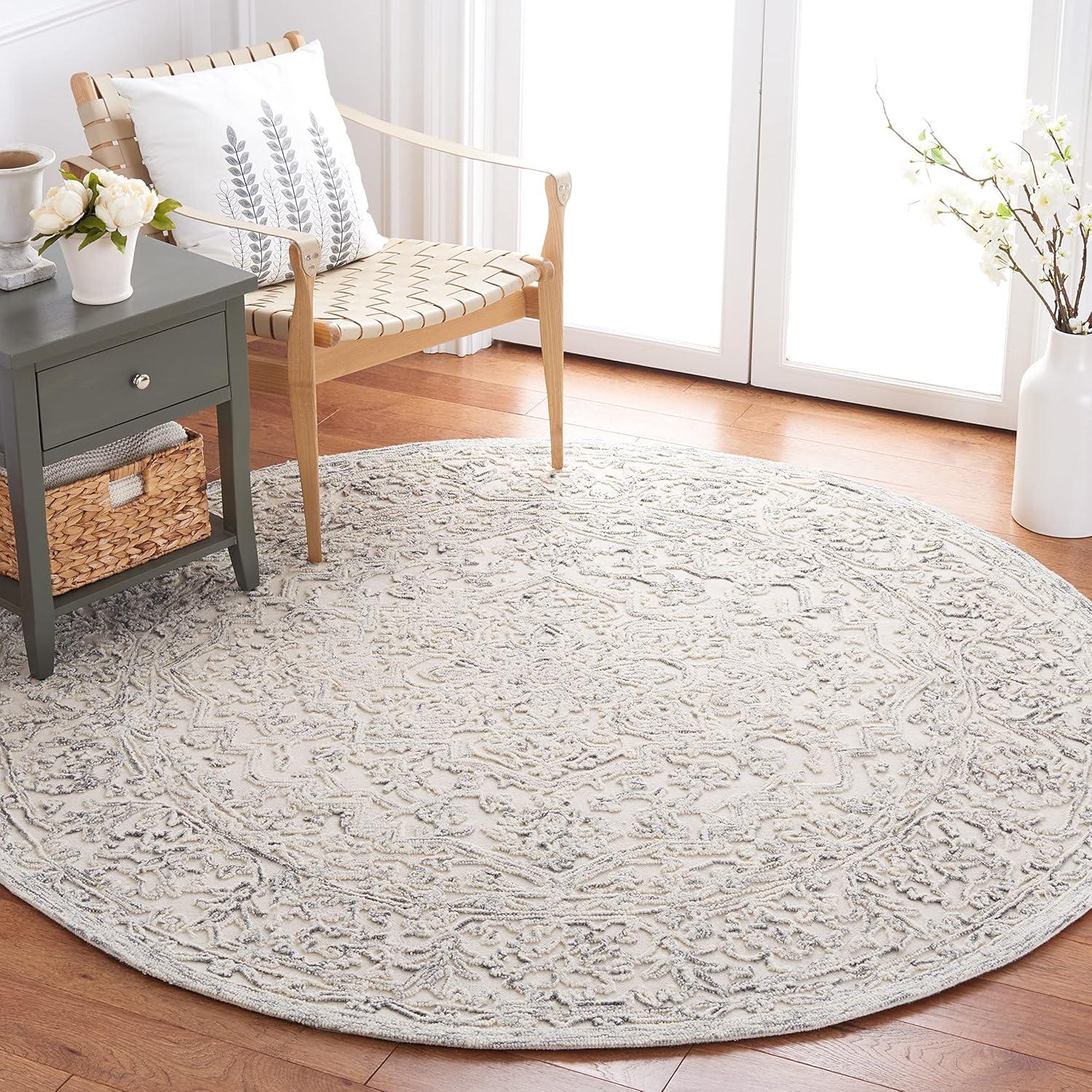 imageMartha Stewart x SAFAVIEH Area Rug Collection 8 x 10 Ivory amp Natural Handmade Wool Ideal for Living Room Bedroom Office Dining Space MSR3532AIvoryCharcoal