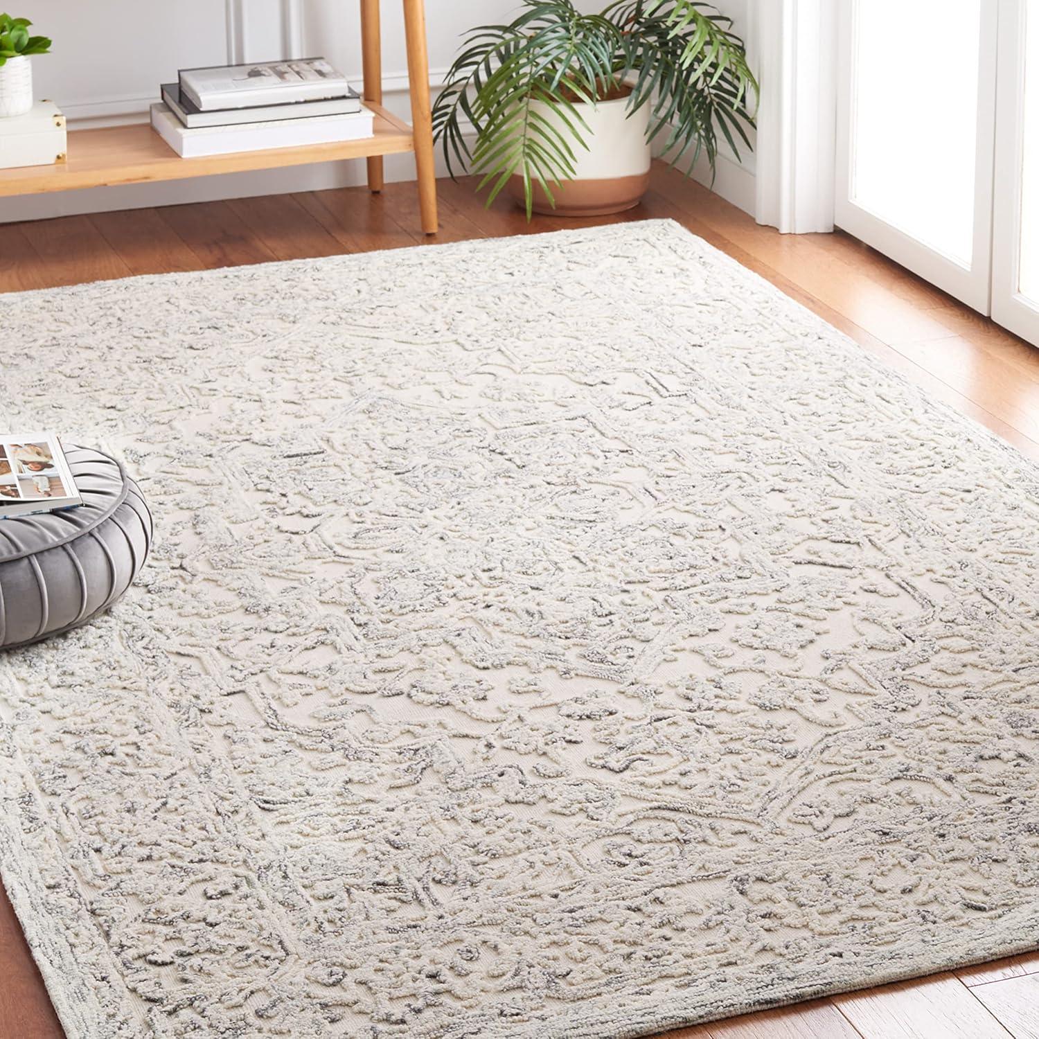 imageMartha Stewart x SAFAVIEH Area Rug Collection 8 x 10 Ivory amp Natural Handmade Wool Ideal for Living Room Bedroom Office Dining Space MSR3532AIvoryCharcoal
