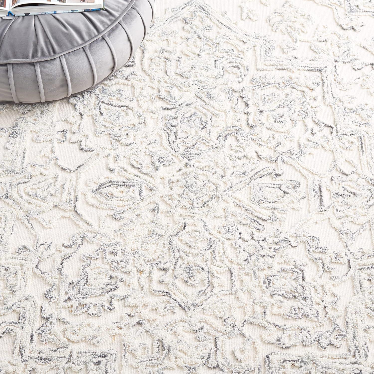 imageMartha Stewart x SAFAVIEH Area Rug Collection 8 x 10 Ivory amp Natural Handmade Wool Ideal for Living Room Bedroom Office Dining Space MSR3532AIvoryCharcoal