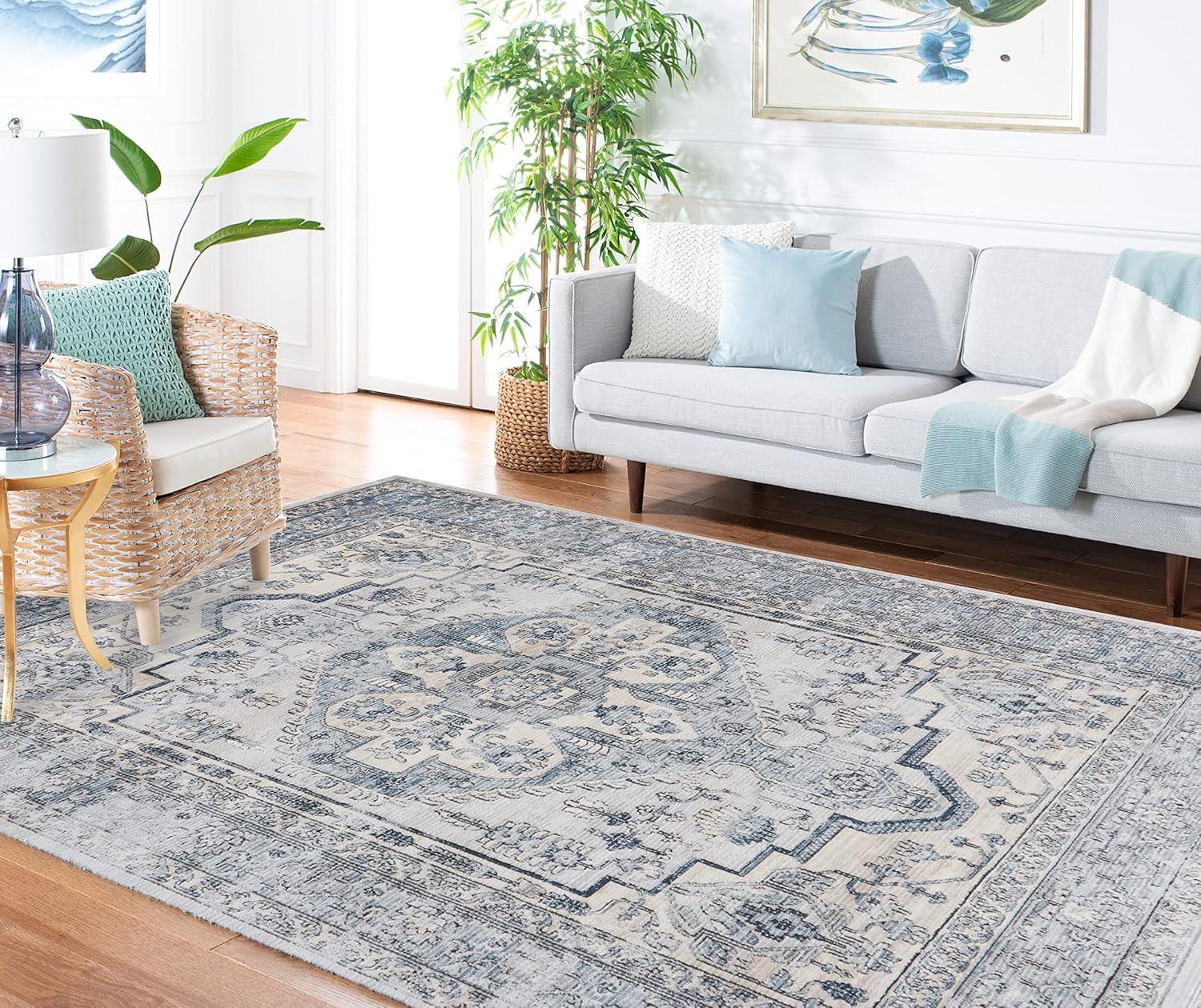 imageMartha Stewart x SAFAVIEH Area Rug Collection 8 x 10 Light Blue amp Ivory NonShedding amp Easy Cleaning Ideal for Living Room Bedroom Office Dining Space MSR877M