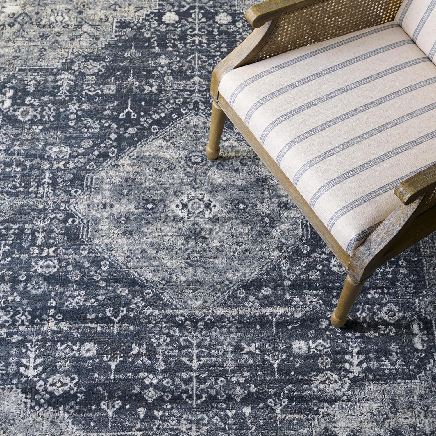 imageMartha Stewart x SAFAVIEH Area Rug Collection 8 x 10 Navy amp Ivory NonShedding amp Easy Cleaning Ideal for Living Room Bedroom Office Dining Space MSR858N