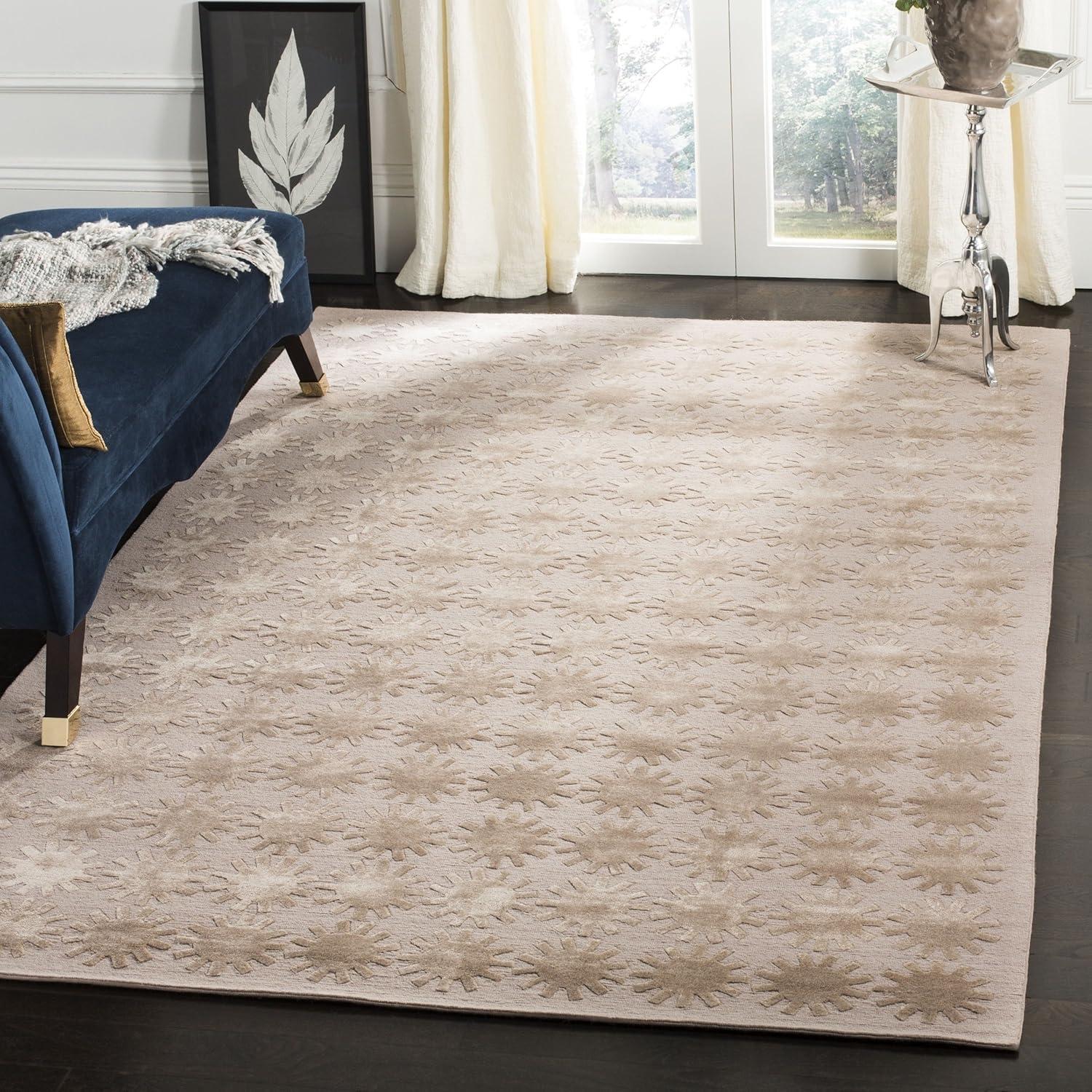 imageMartha Stewart x SAFAVIEH Area Rug Collection 8 x 10 Plumage Blue Handmade Wool Ideal for Living Room Bedroom Office Dining Space MSR3753APlumage Blue